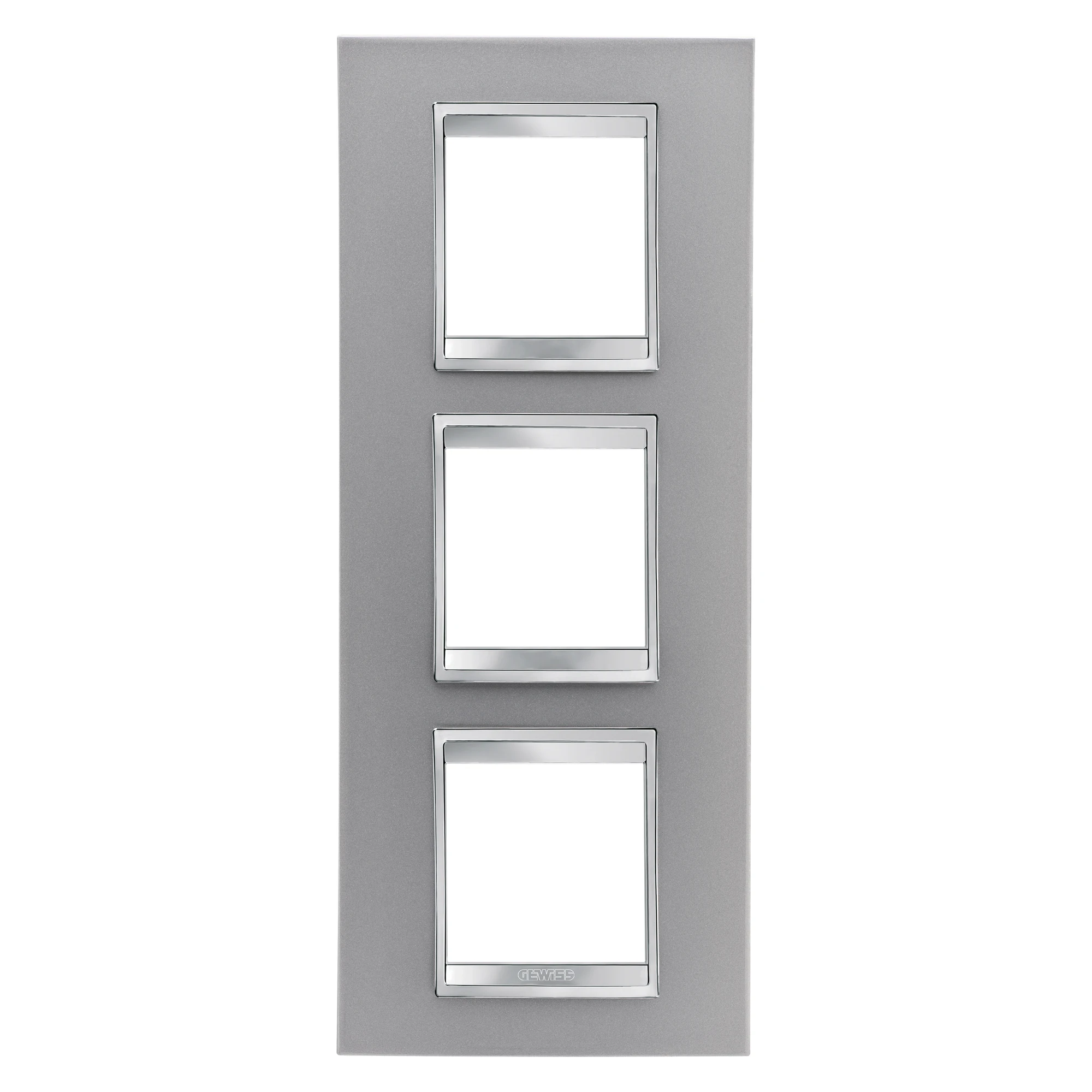 GEWISS GW16227VT LUX INTERNATIONAL PLATE - IN PAINTED TECHNOPOLYMER - 2+2+2 MODULES VERTICAL - TITANIUM - CHORUSMART (img_001)