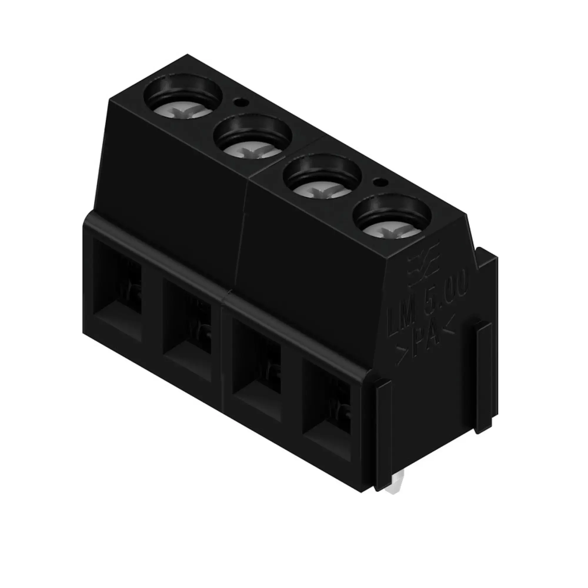Weidmüller 9993920000 PCB terminal, 320 V, 17.5 A, Pitch in mm: 5.08, 2.5 mm², Number of poles: 4, Clamping yoke connection, THT solder connection, 90°, Box (img_001)