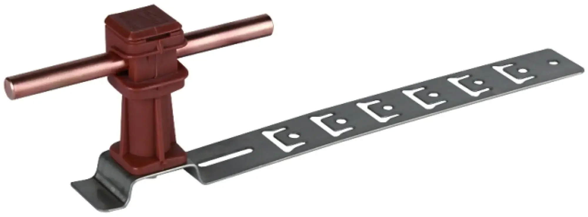 Dehn 204924 Roof cond. hol. UNIsnap StSt/plast. brown H 36mm Rd 8mm w. embossed brace L 205mm (img_001) Dehn 204924 Roof cond. hol. UNIsnap StSt/plast. brown H 36mm Rd 8mm w. embossed brace L 205mm (img_001)