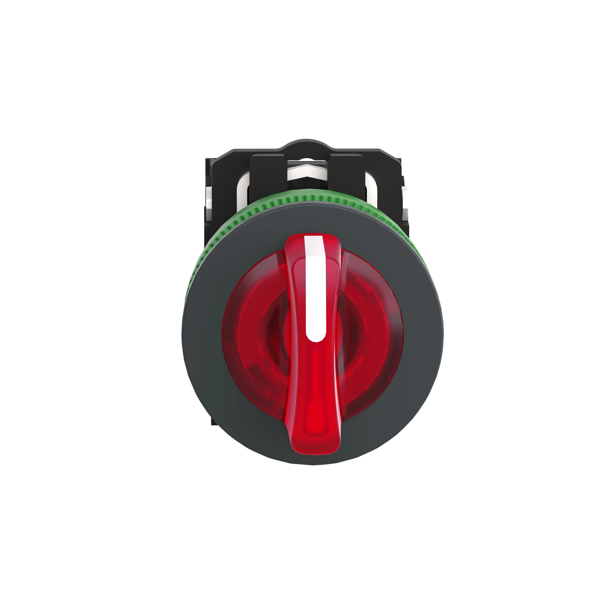 Schneider Electric XB5FK134G5 Illuminated selector switch, Harmony XB5F, plastic, red, 30mm, universal LED, 3 positions, 1NC + 1NO, 110-120V AC (img_005)