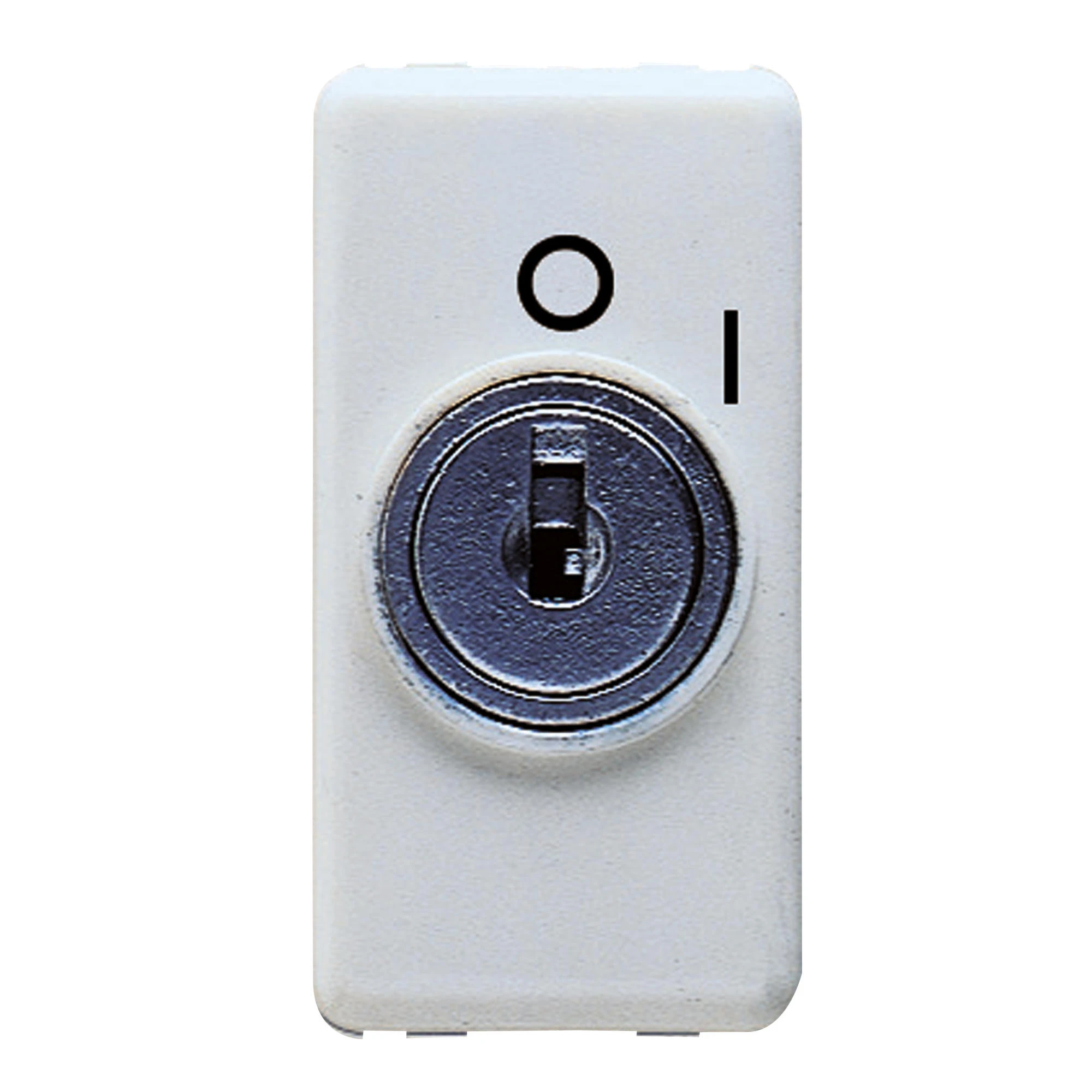 GEWISS GW20005 ONE-WAY SWITCH 2P 250V ac - 10AX - WITH KEY - SYMBOL 0/I - 1 MODULE - SYSTEM WHITE (img_001)