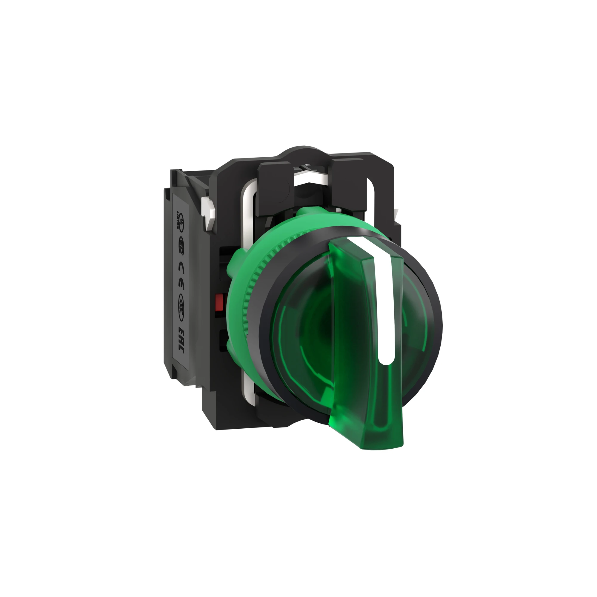 Schneider Electric XB5AK133B5 Illuminated Selector Switch, Harmony XB5, Plastic, Green, 22mm, Universal LED, 3 Positions, 1NO + 1NC, 24V ACDC (img_001)