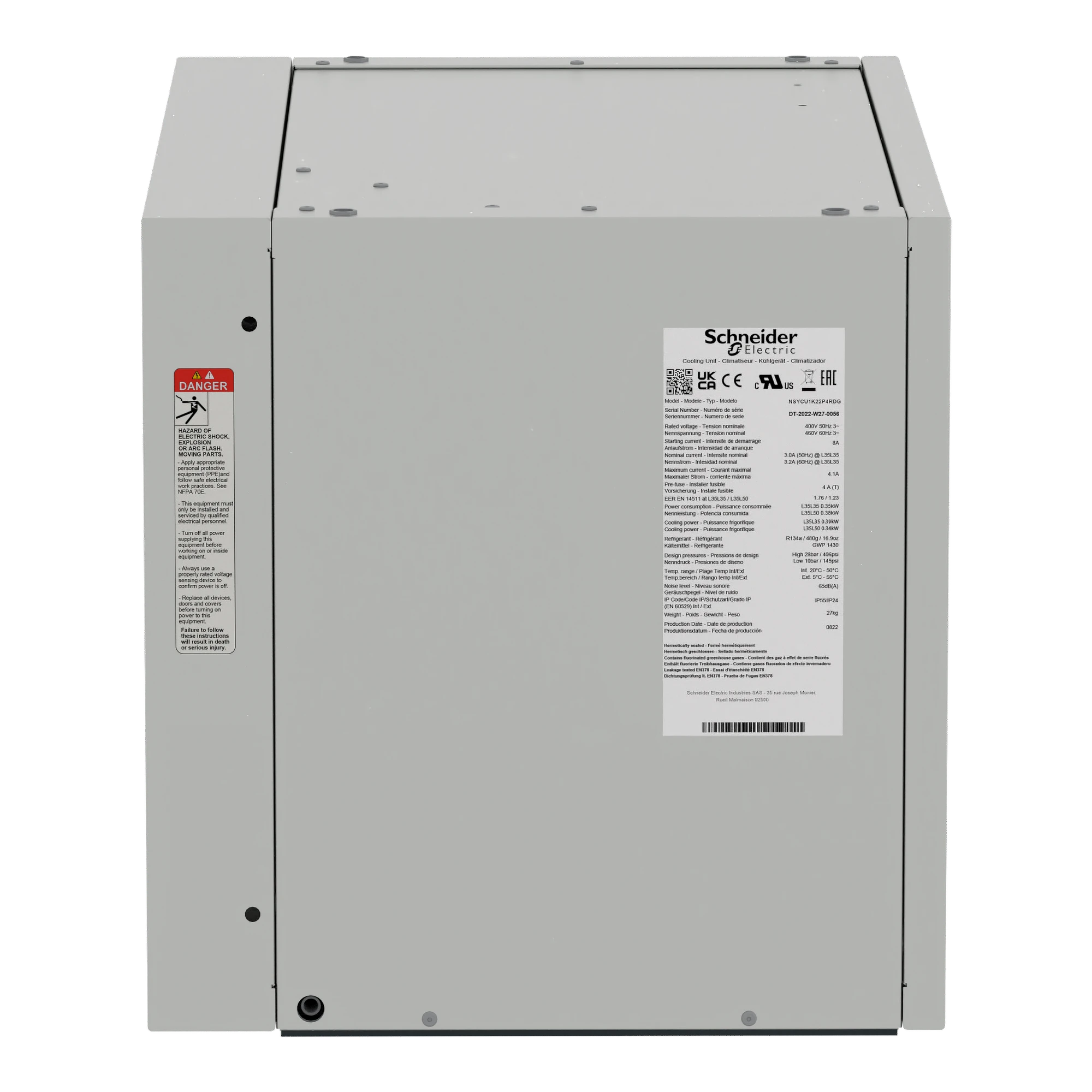 Schneider Electric NSYCU1K22P4RDG Roof-mounted cooling unit, connected, Climasys CU, 1.2 kW, 2-pole, 400/460V, 50/60Hz, IP54 (img_006) Schneider Electric NSYCU1K22P4RDG Roof-mounted cooling unit, connected, Climasys CU, 1.2 kW, 2-pole, 400/460V, 50/60Hz, IP54 (img_006)