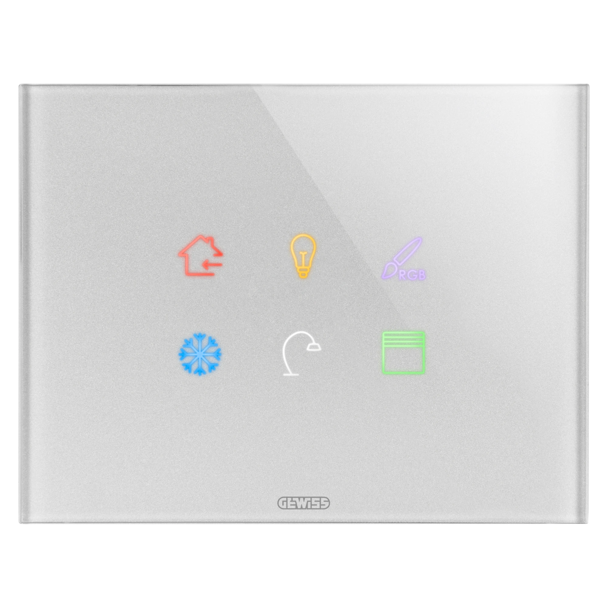 GEWISS GW16946CT ICE TOUCH PLATE KNX - IN GLASS - 6 TOUCH AREAS - TITANIUM - CHORUSMART (img_001)
