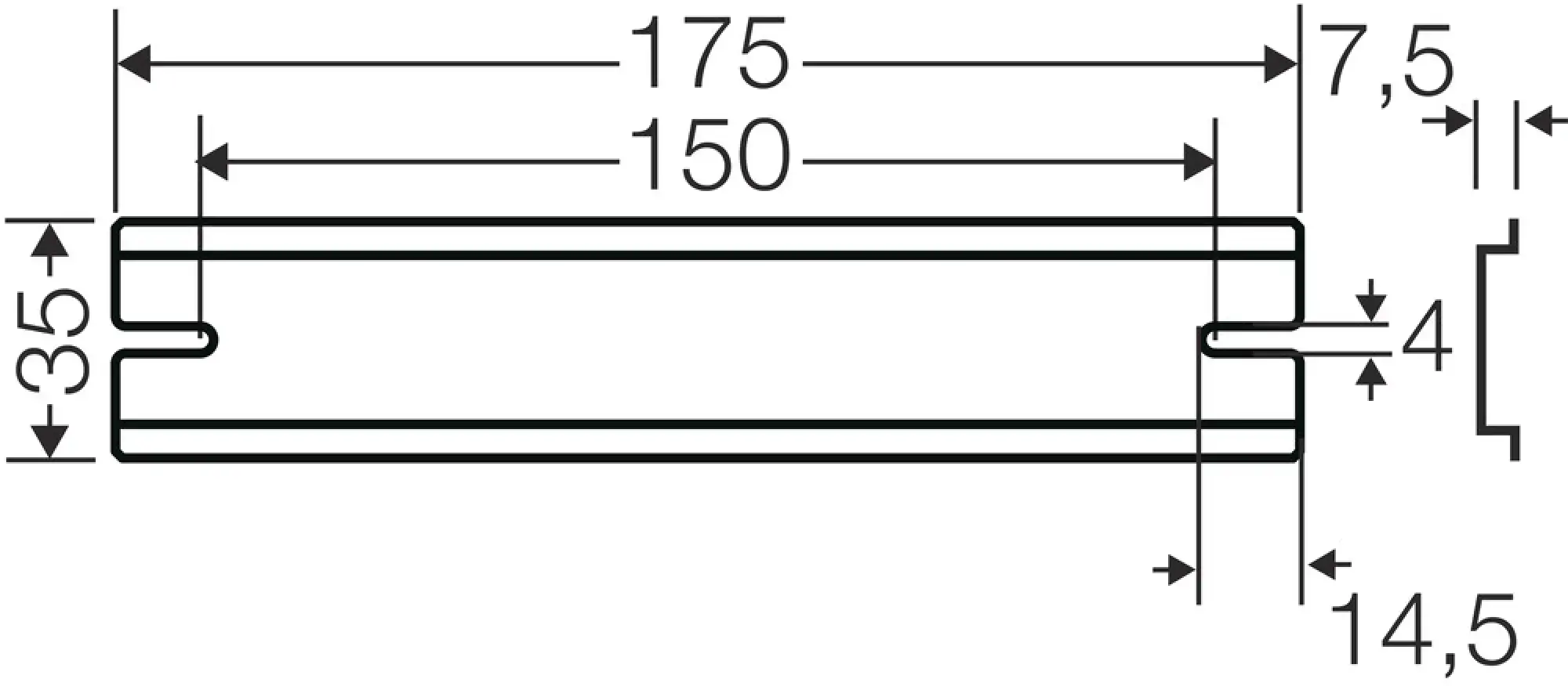 Hensel 62000126 Tragschiene 175 mm, für DK / KF / EB 16..... DK TS 16 (img_003)
