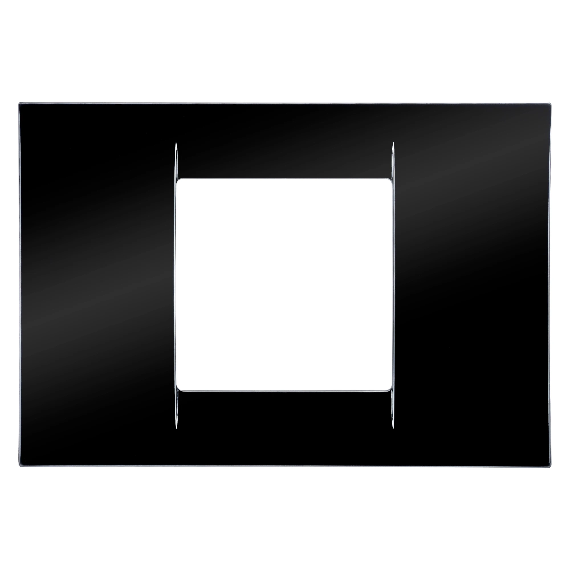 GEWISS GW22112 VIRNA PLATE - IN TECHNOPOLYMER GLOSS FINISHING - 2 GANG - TONER BLACK - SYSTEM (img_001)