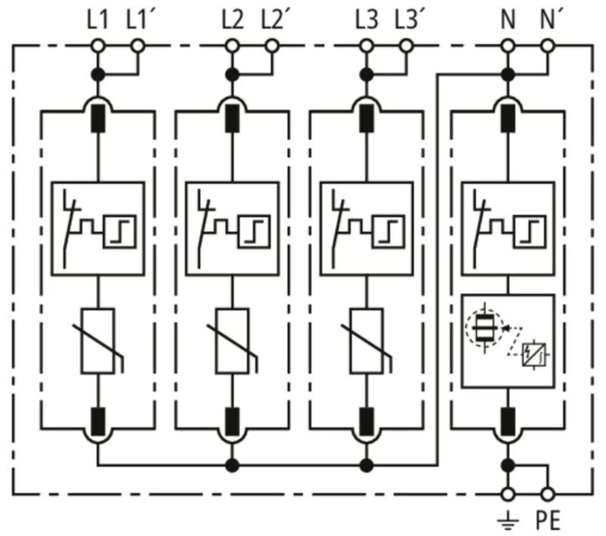 Dehn 943381 Ueberspannungsableiter Typ 2 DEHNguard MD 4-polig fuer TT- und TN-S-Systeme (img_003)