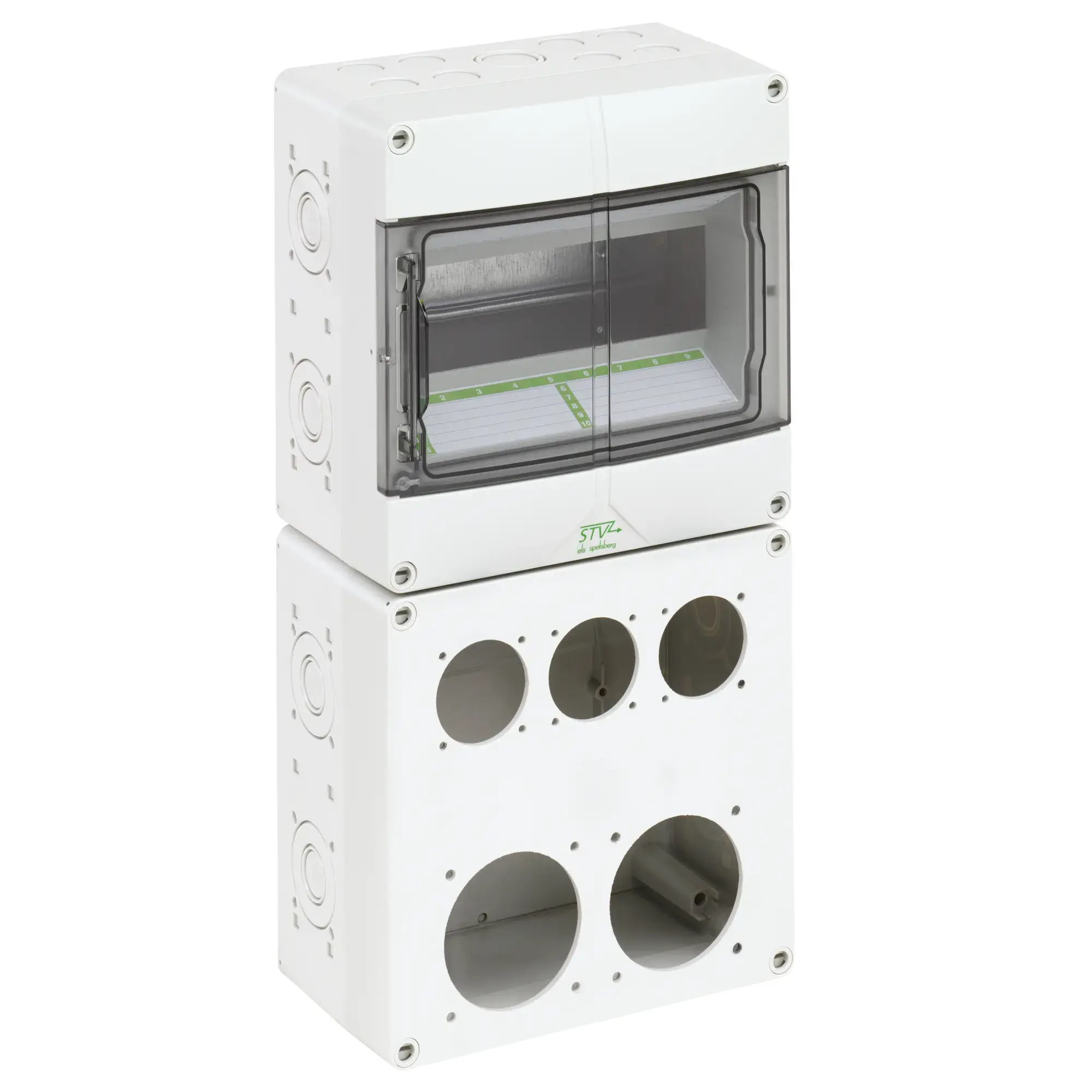 Spelsberg 72992301 Socket empty enclosure, grey, Type of protection IP44, 9 TE, Impact strength IK08, Protection class II, Rated insulation voltage 400V AC, Halogen free (img_001) Spelsberg 72992301 Socket empty enclosure, grey, Type of protection IP44, 9 TE, Impact strength IK08, Protection class II, Rated insulation voltage 400V AC, Halogen free (img_001)