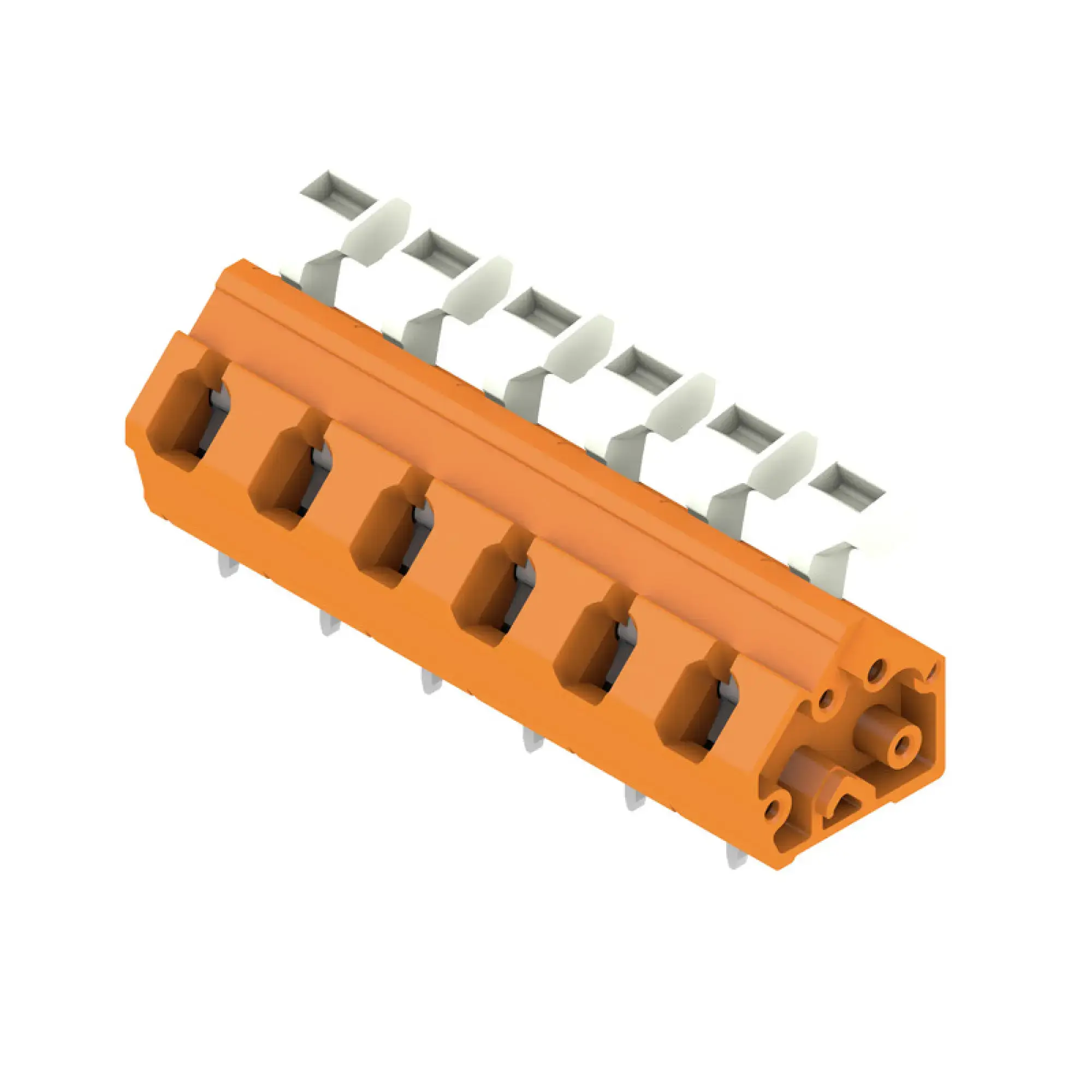 Weidmüller 1953050000 PCB terminal, 800 V, 24 A, Pitch in mm: 7.50, 2.5 mm², Number of poles: 6, Tension clamp connection with actuator, THT solder connection, 135°, Box (img_001) Weidmüller 1953050000 PCB terminal, 800 V, 24 A, Pitch in mm: 7.50, 2.5 mm², Number of poles: 6, Tension clamp connection with actuator, THT solder connection, 135°, Box (img_001)