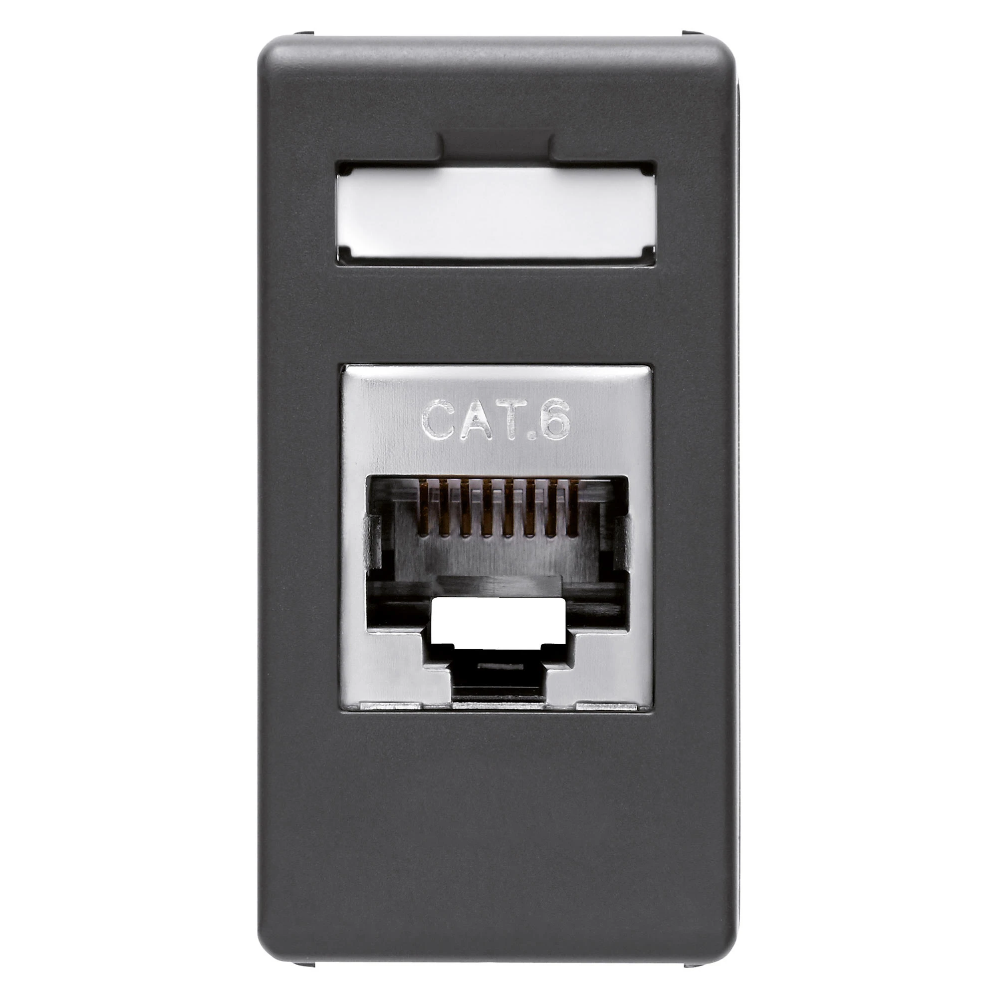 GEWISS GW21686 RJ45 CONNECTOR - 4 PAIR - CATEGORY 6 - FTP - TOOLLESS - 1 MODULE - SYSTEM BLACK (img_001)