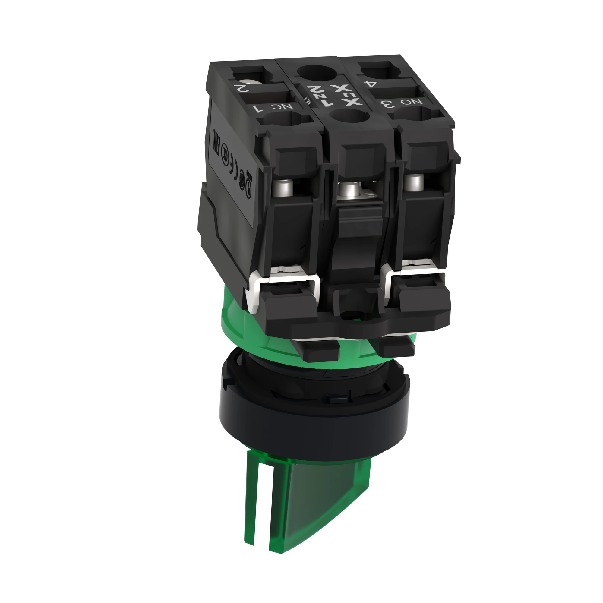 Schneider Electric XB5AK123M5 Illuminated Selector Switch, Harmony XB5, Plastic, Green, 22mm, Universal LED, 2 Positions, 1NO + 1NC, 230-240V AC (img_008)