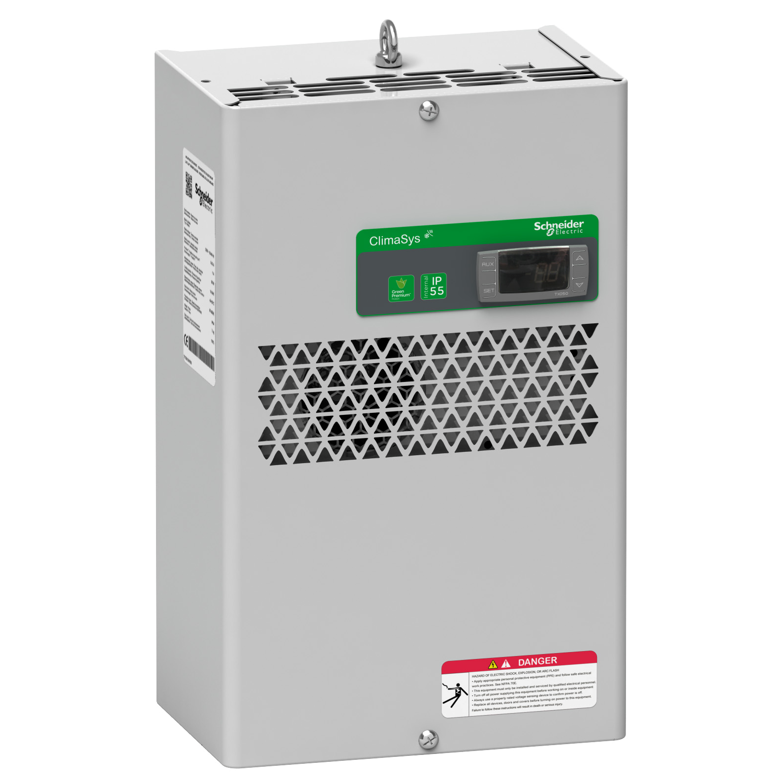 Schneider Electric ClimaSys Standard Cooling Unit Control Cabinet Side, 380 W at 230V Schneider Electric ClimaSys Standard Cooling Unit Control Cabinet Side, 380 W at 230V