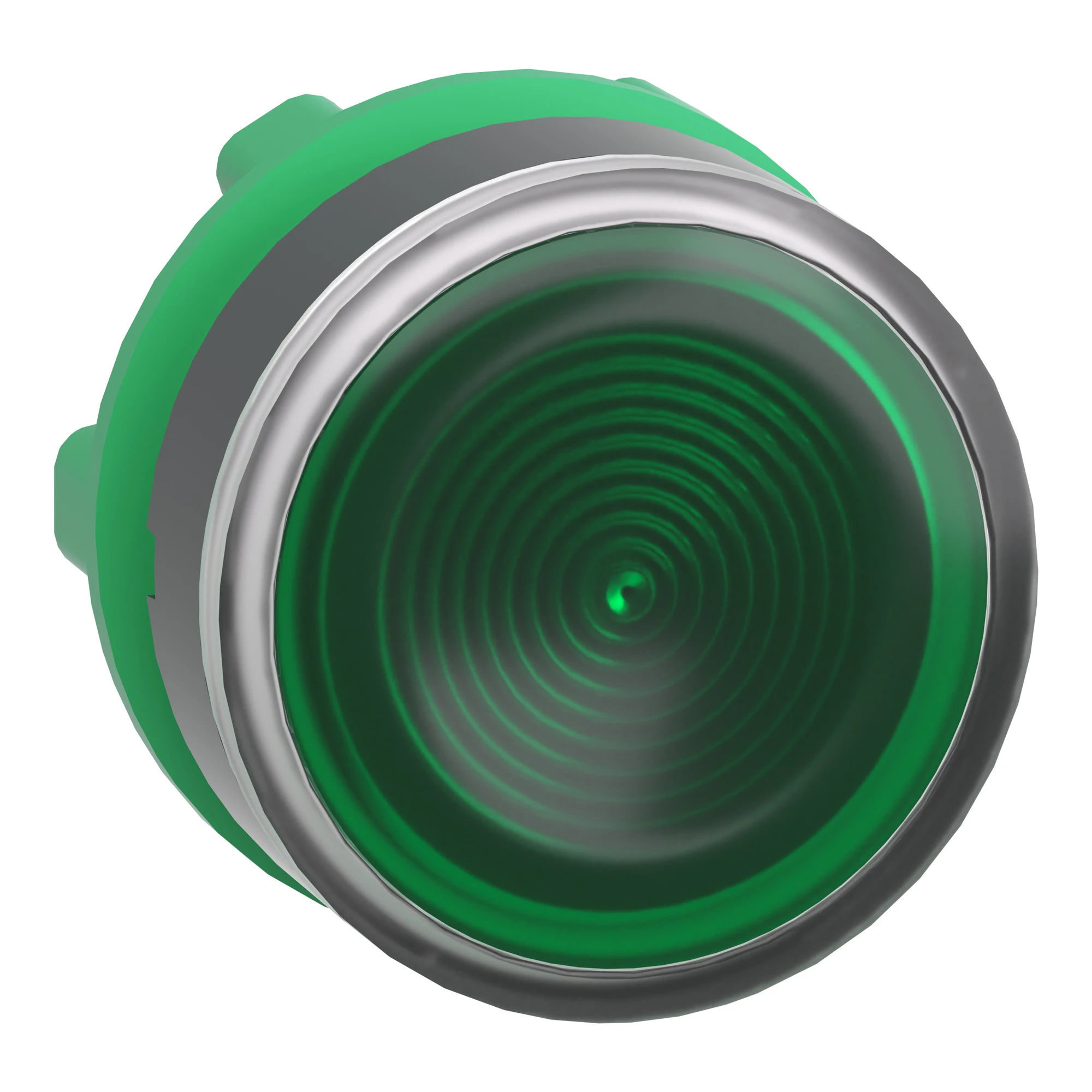 Schneider Electric ZB5AW333S Illuminated pushbutton, front element, Harmony XB5, plastic, 22mm, green, for universal LED, grooved dome (img_001)
