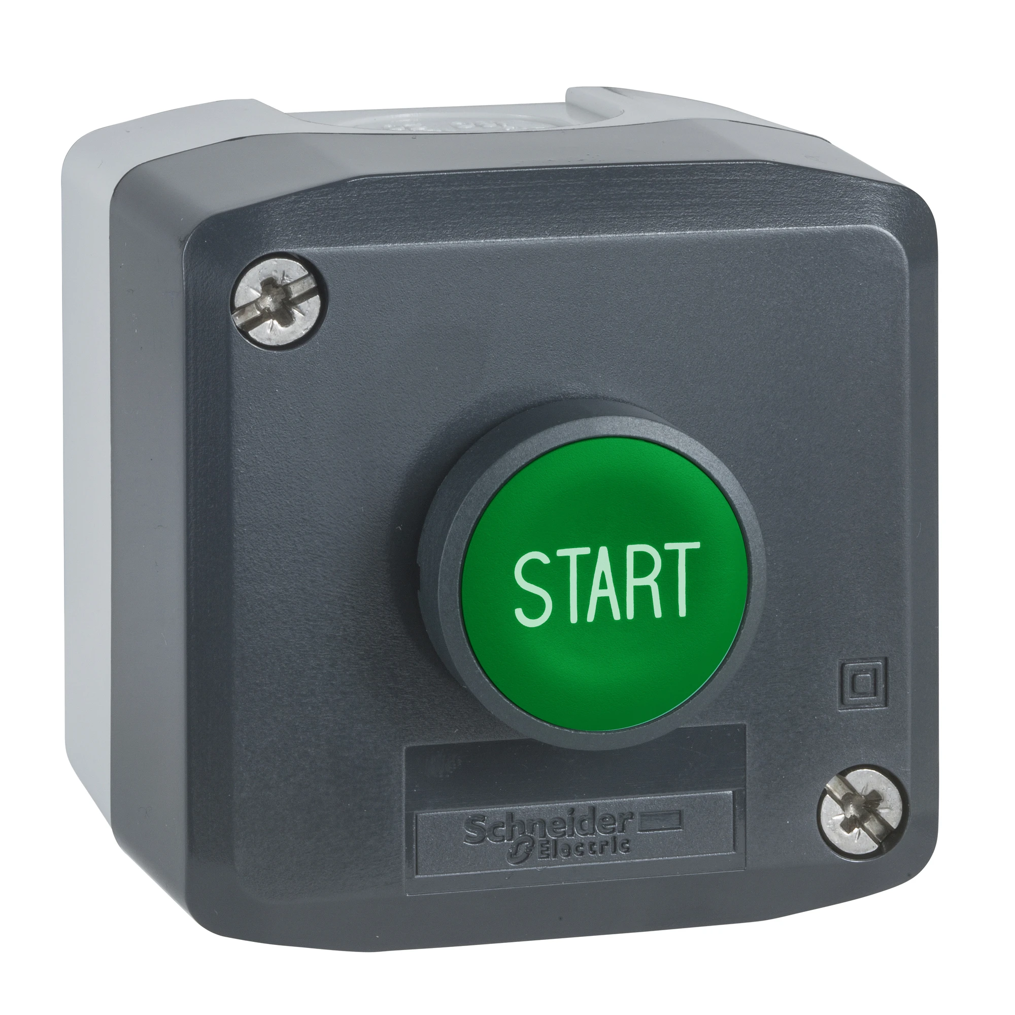 Schneider Electric XALD103 Surface-mounted enclosure, Harmony XALD, plastic, dark grey, 1 push-button, green, START, 22mm, 1NO (img_001) Schneider Electric XALD103 Surface-mounted enclosure, Harmony XALD, plastic, dark grey, 1 push-button, green, START, 22mm, 1NO (img_001)