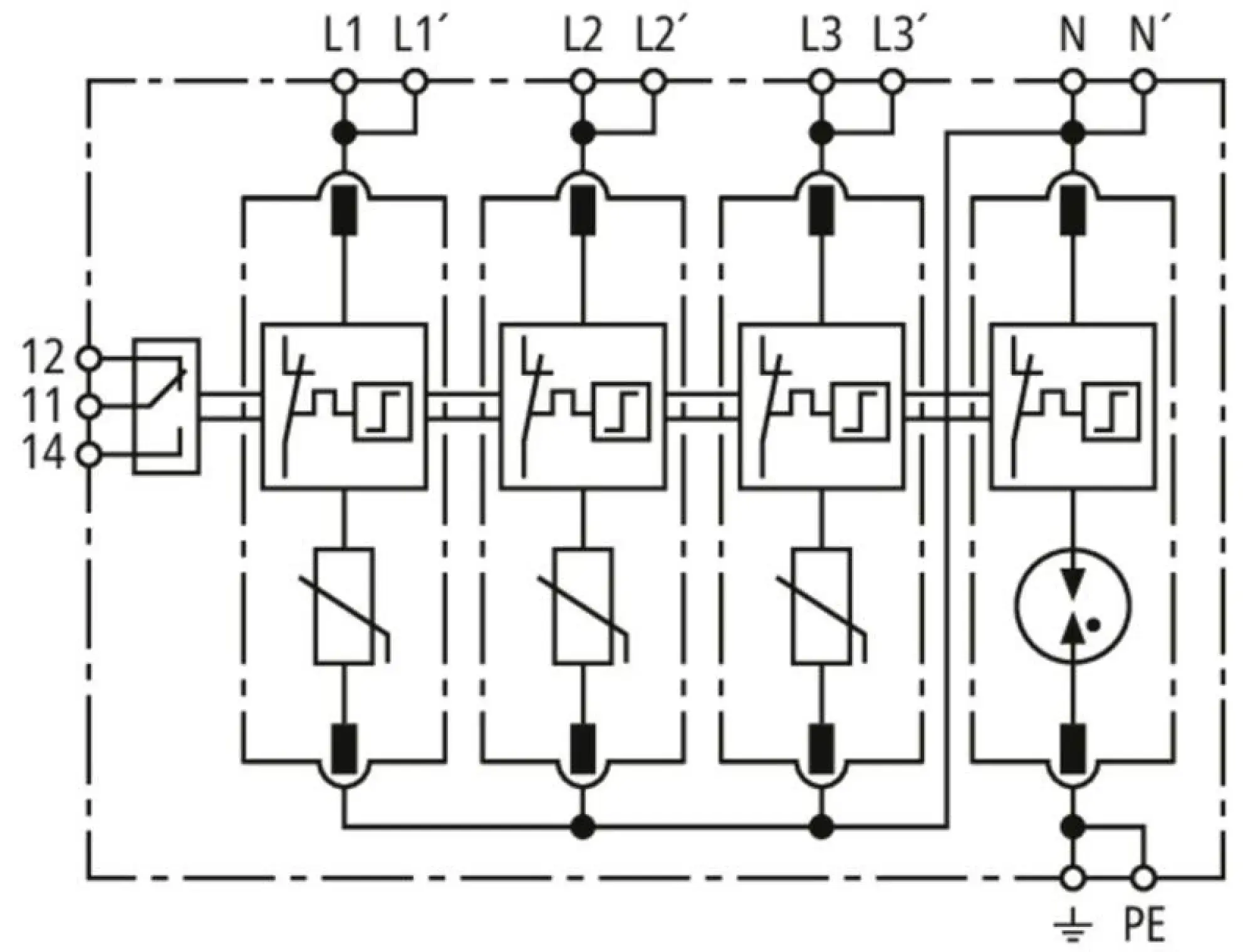 Dehn 943325 Ueberspannungsableiter Typ 2 DEHNguard MD 4-polig fuer TT- und TN-S-Systeme (img_003) Dehn 943325 Ueberspannungsableiter Typ 2 DEHNguard MD 4-polig fuer TT- und TN-S-Systeme (img_003)