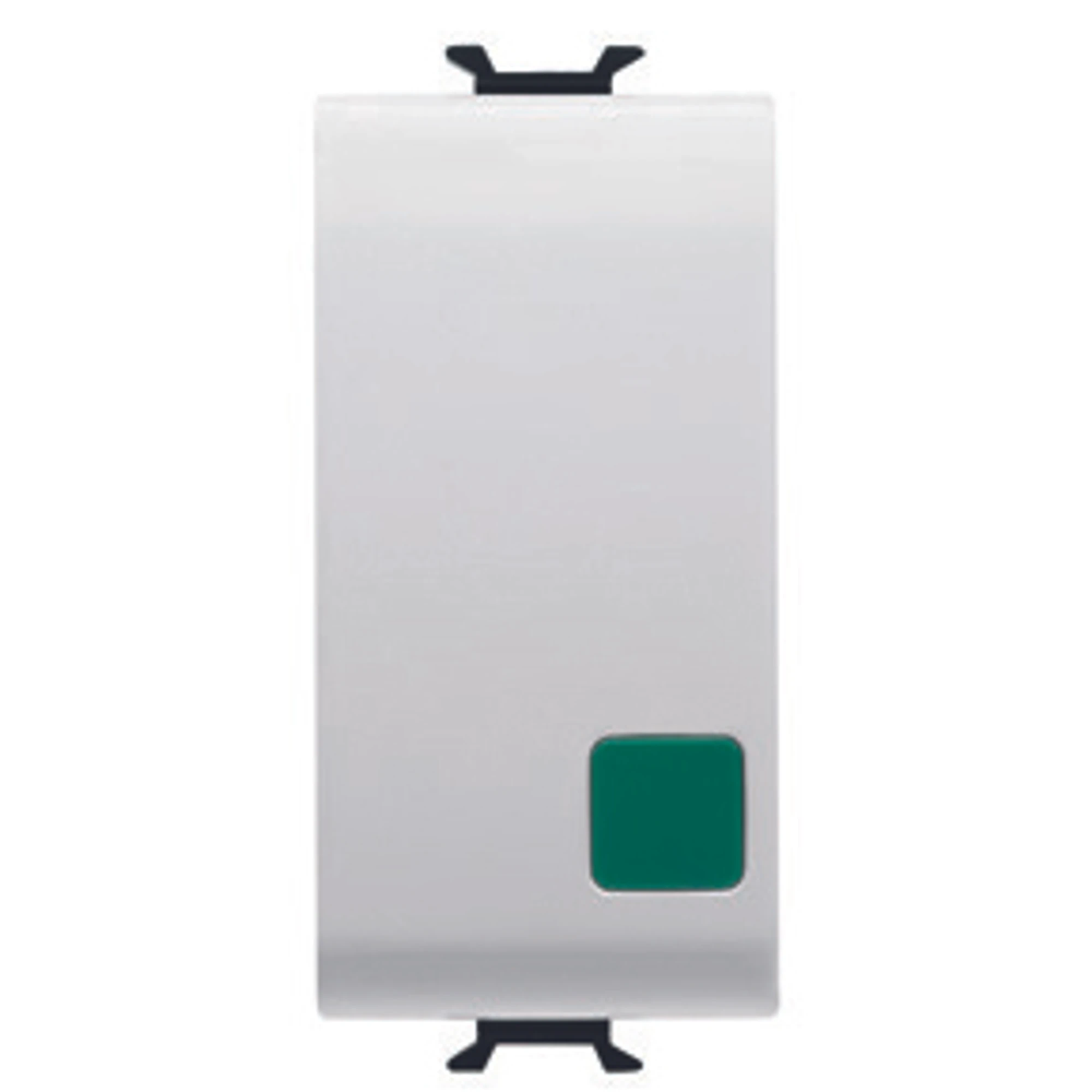 GEWISS GW10139 PUSH-BUTTON 1P 250V ac - NO+NC 16A - START - GREEN LENS - 1 MODULE - GLOSSY WHITE – CHORUSMART (img_001)