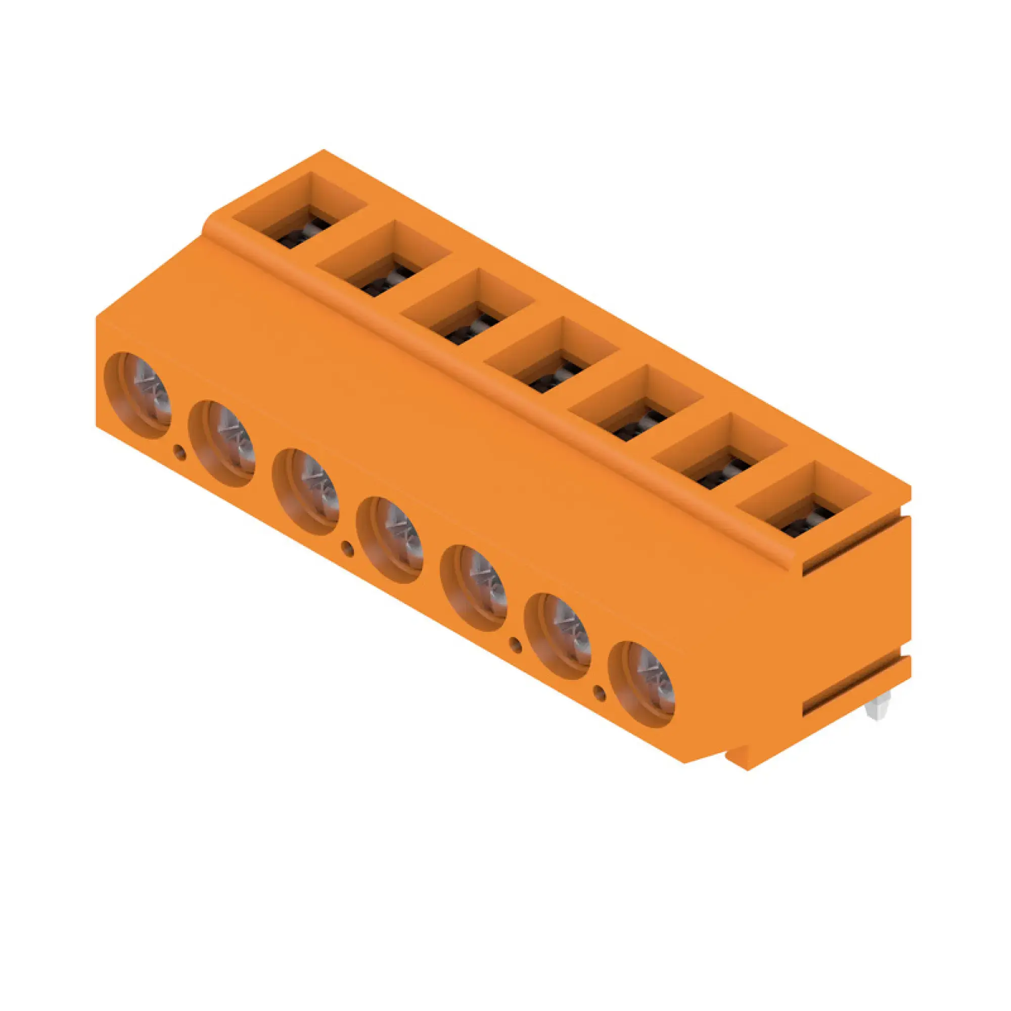Weidmüller 9995000000 PCB terminal, 320 V, 17.5 A, Pitch in mm: 5.08, 2.5 mm², Number of poles: 7, Clamping yoke connection, THT solder connection, 180°, Box (img_001)