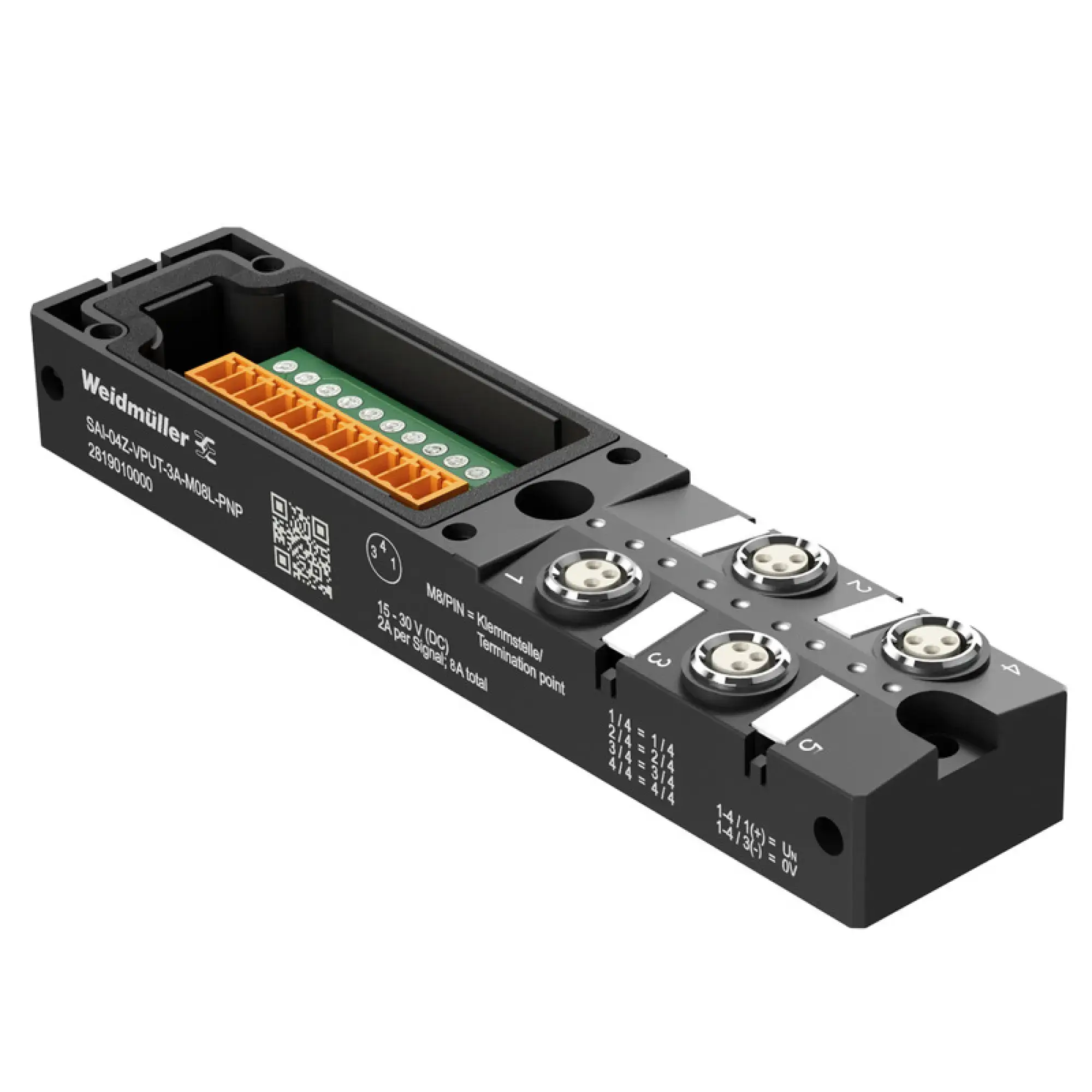 Weidmüller 2819010000 Sensor-actuator passive distributor (without cable), Hood distributor lower part, M8, 30 V, LED: Yes, LED initiator: Yes, Wiring type: PNP (img_001) Weidmüller 2819010000 Sensor-actuator passive distributor (without cable), Hood distributor lower part, M8, 30 V, LED: Yes, LED initiator: Yes, Wiring type: PNP (img_001)