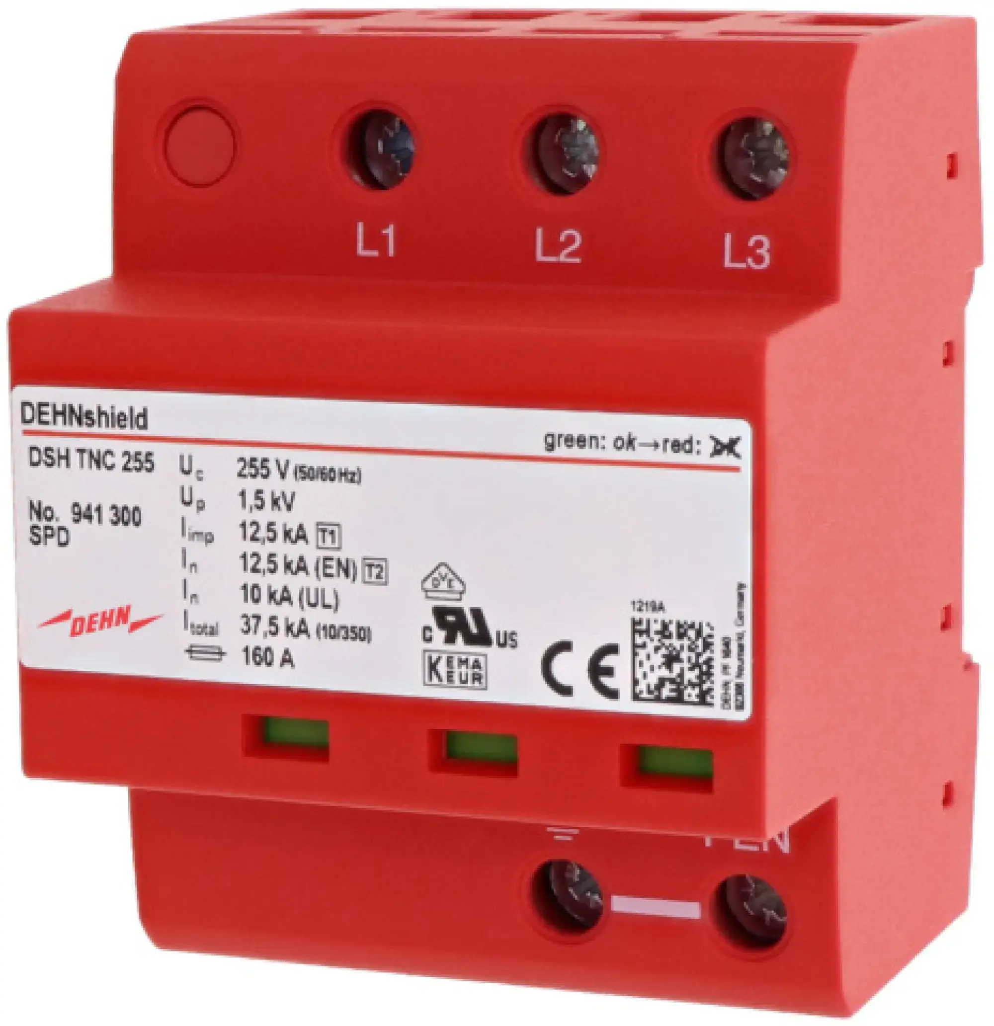 Dehn 941300 Appl.-opt. combined arrester DEHNshield type 1+2 for three-phase TN-C systems (img_003)