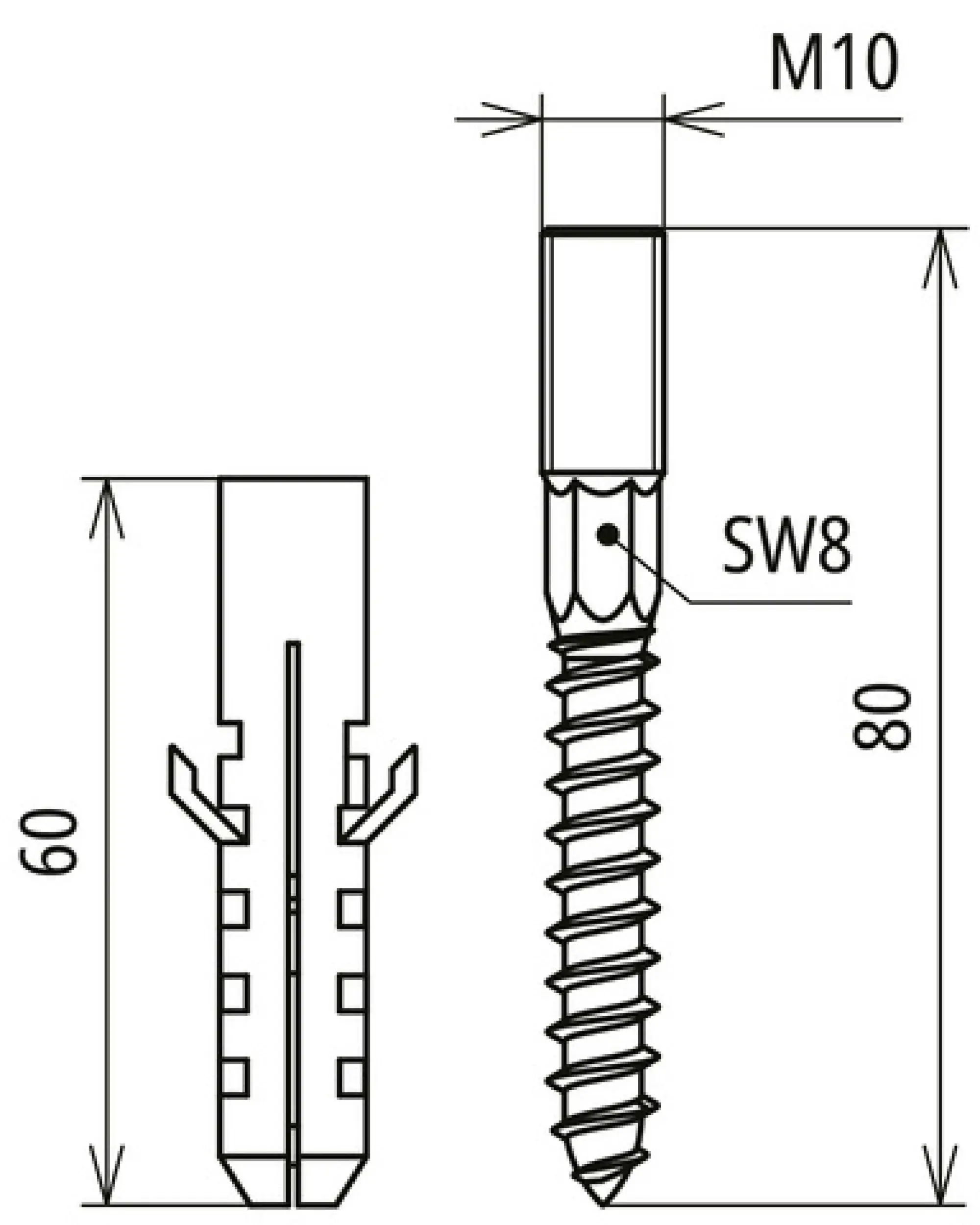Dehn 472202 Fixing set w. 2 hanger bolts M 10x20mm StSt and 2 plastic dowels D 12mm (img_004) Dehn 472202 Fixing set w. 2 hanger bolts M 10x20mm StSt and 2 plastic dowels D 12mm (img_004)