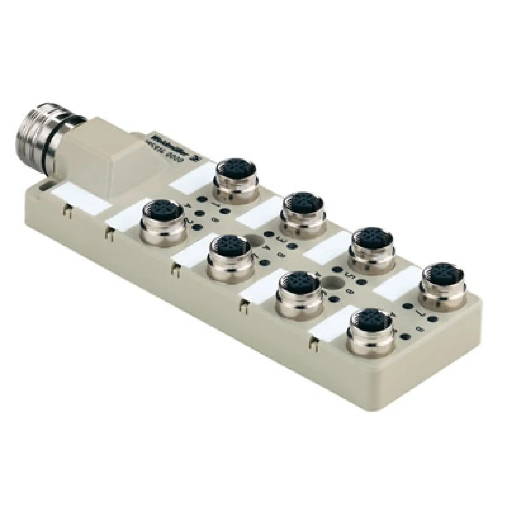 Weidmüller 1859120000 Sensor-actuator passive distributor (without cable), with M23 outlet, 12-pole, M12, 30 V, A-coded, LED: Yes, LED initiator: Yes, Wiring type: PNP (img_001)