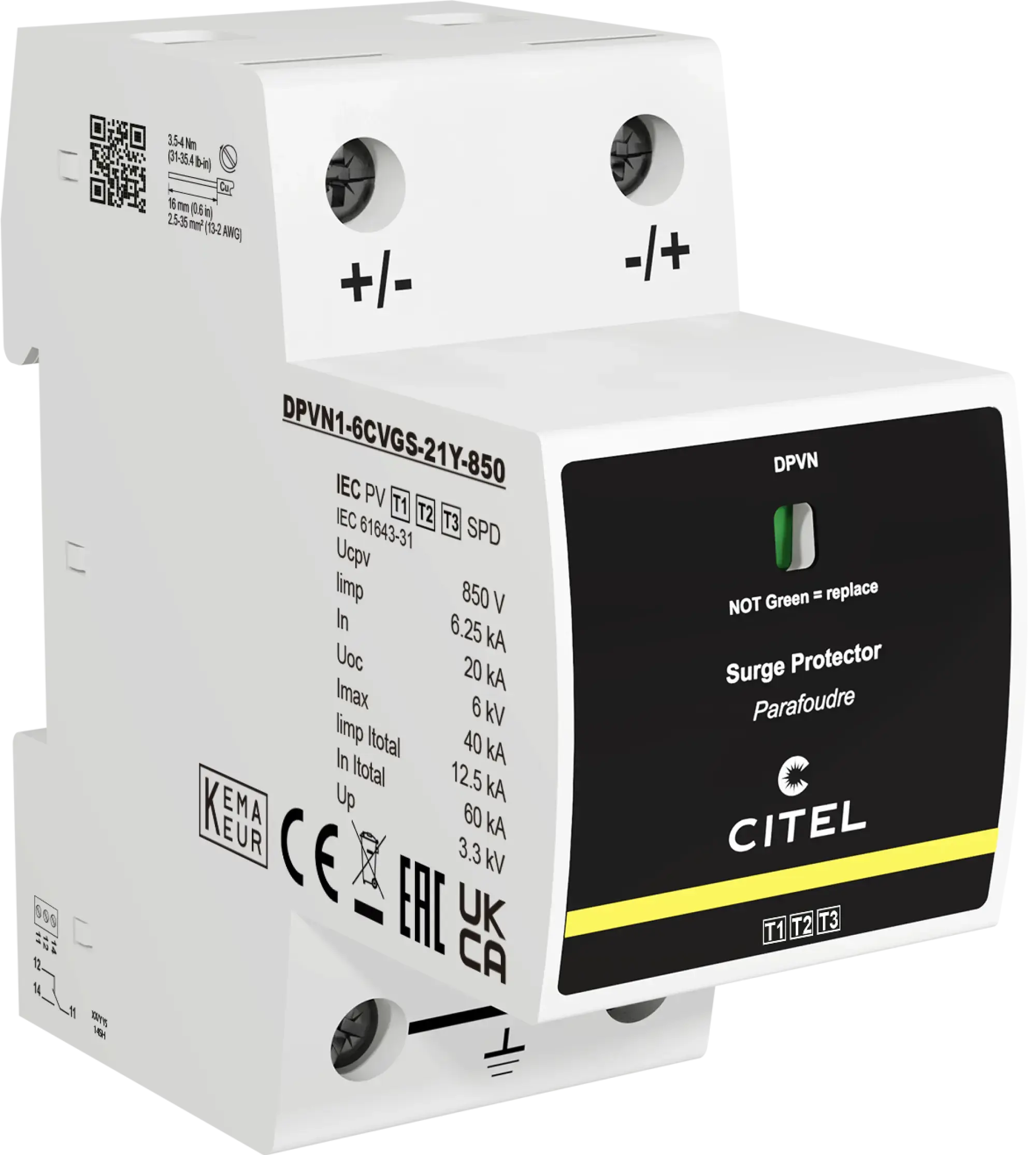 Citel 65222104 Kombi-Ableiter 2-polig Typ 1+2+3 für DC-Anwendungen bis 850 VDC, VG-Technology (img_001) Citel 65222104 Kombi-Ableiter 2-polig Typ 1+2+3 für DC-Anwendungen bis 850 VDC, VG-Technology (img_001)