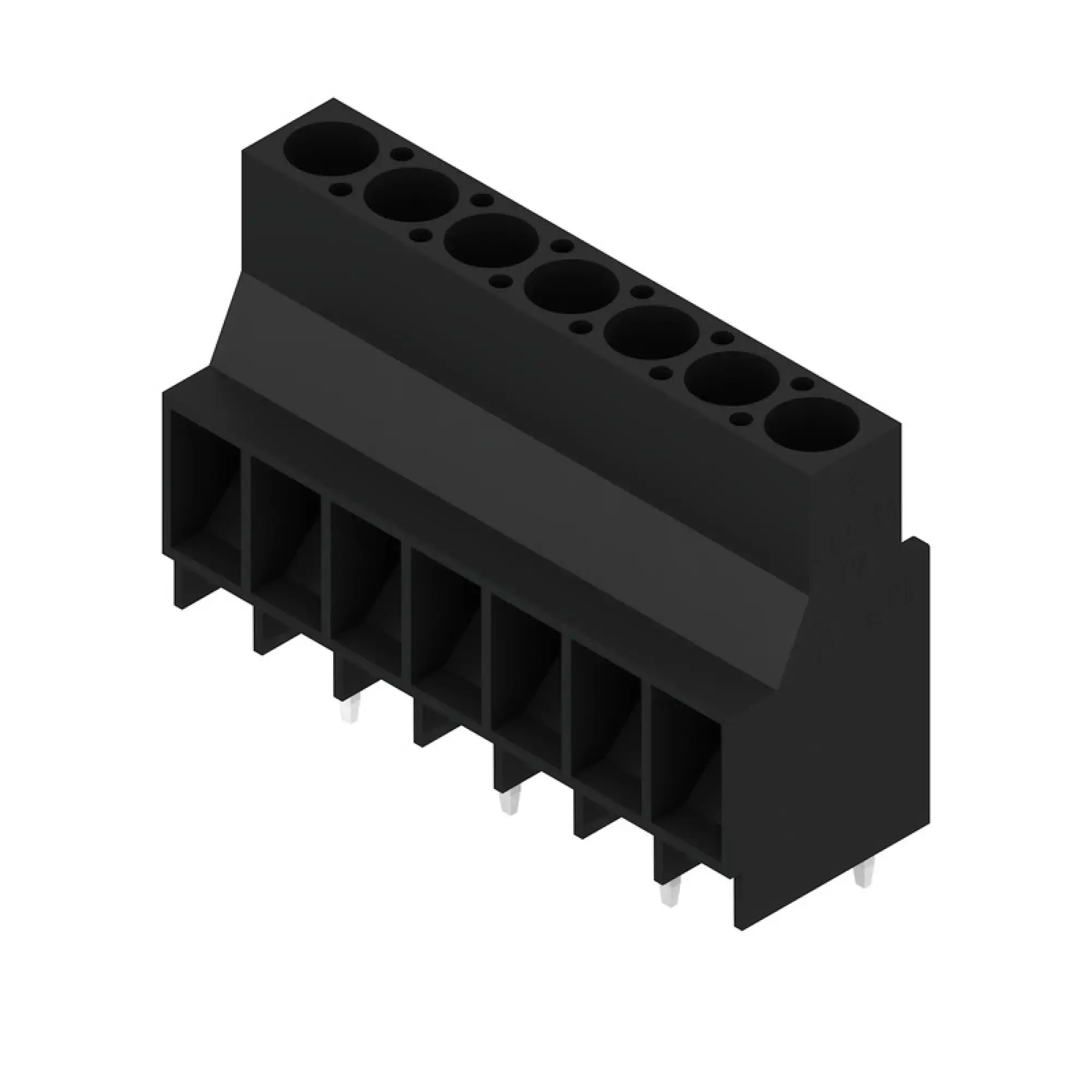 Weidmüller 1356890000 PCB terminal, 1000 V, 32 A, Pitch in mm: 6.35, 6 mm², Number of poles: 7, Clamping yoke connection, THT solder connection, 90°, Box (img_001)