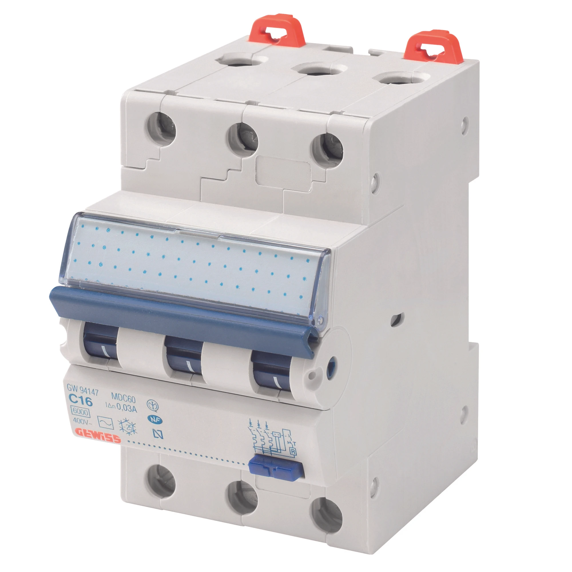 GEWISS GW95250 FI/LS-Schalter (RCBO) C-32/0.03A Typ A 10kA 3P 3TE (img_001)