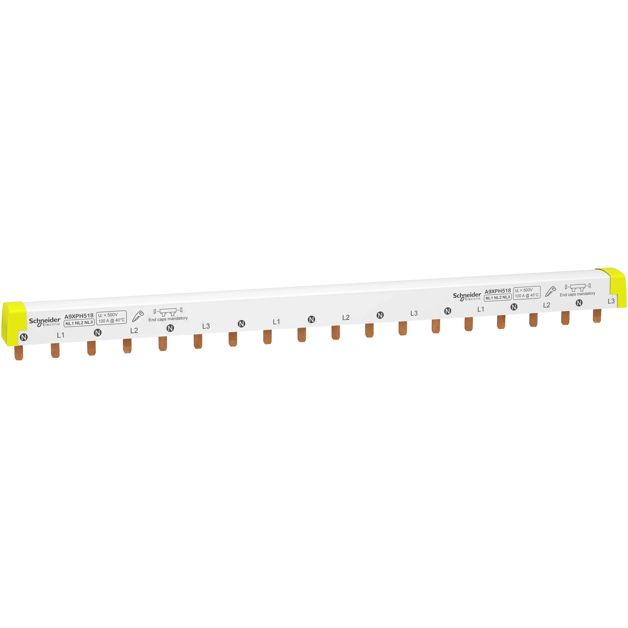 Schneider Electric A9XPH518 Phase busbar strip, severable, 3P+N, 18 TE, 100A (img_001) Schneider Electric A9XPH518 Phase busbar strip, severable, 3P+N, 18 TE, 100A (img_001)