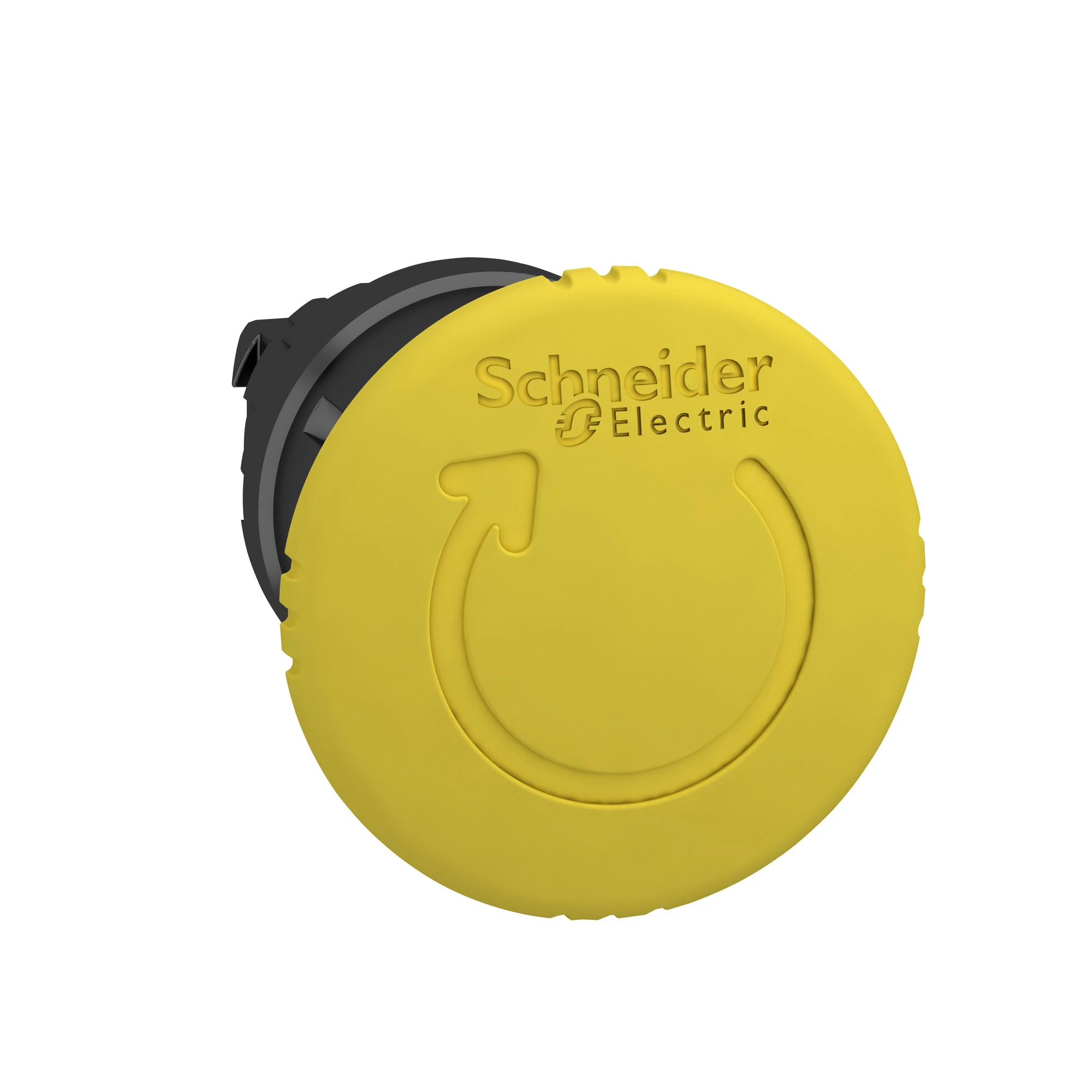 Schneider Electric ZB4BS557 Mushroom push button, front element, Harmony XB4, metal black, 22mm, yellow, mushroom 40mm, turn release (img_001)
