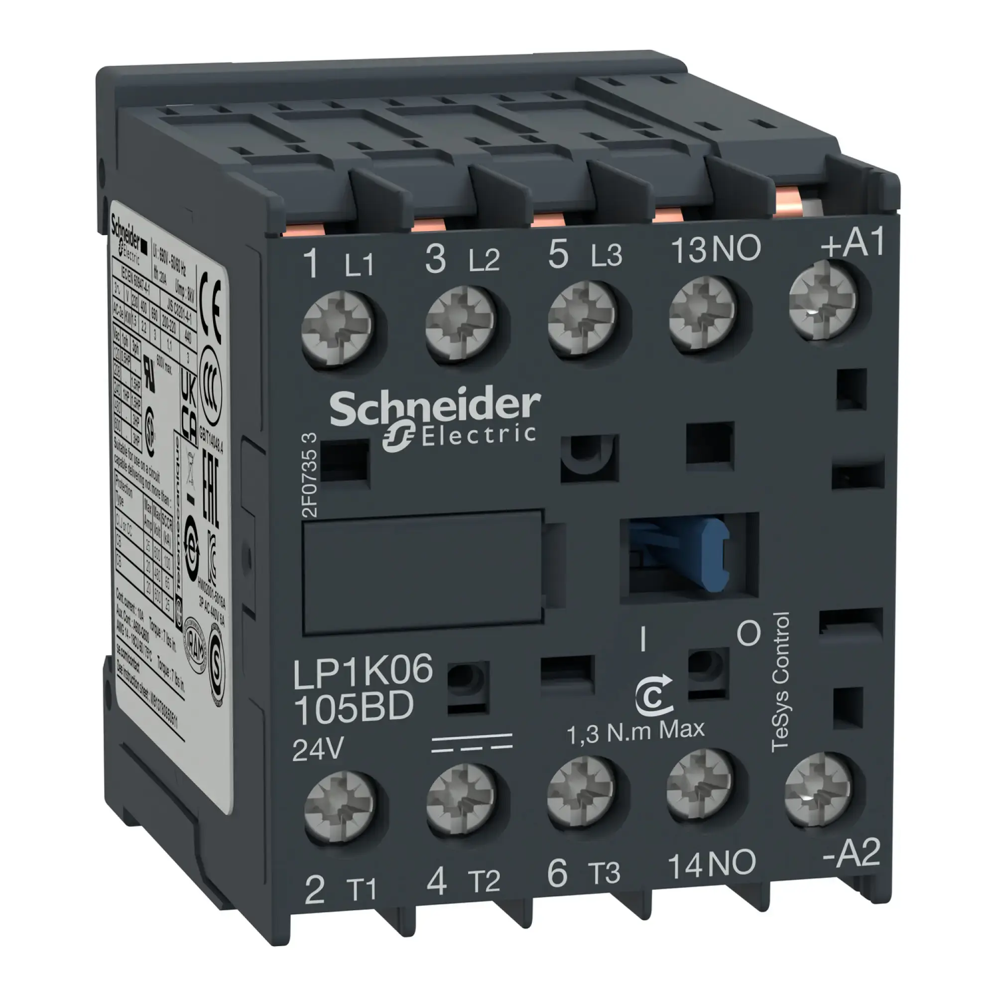 Schneider Electric LP1K09105BDTQ Power contactor LP1K 3p, +1S, 4 kW, 9 A, 400 V AC3, Coil 24 V DC (img_002)