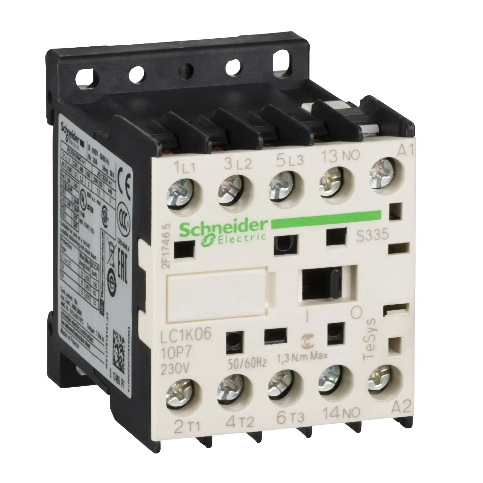 Schneider Electric CAK31P7S335 TeSys K control relay - 3 NO + 1 NC - = 690 V - 230 V AC coil (img_002) Schneider Electric CAK31P7S335 TeSys K control relay - 3 NO + 1 NC - = 690 V - 230 V AC coil (img_002)