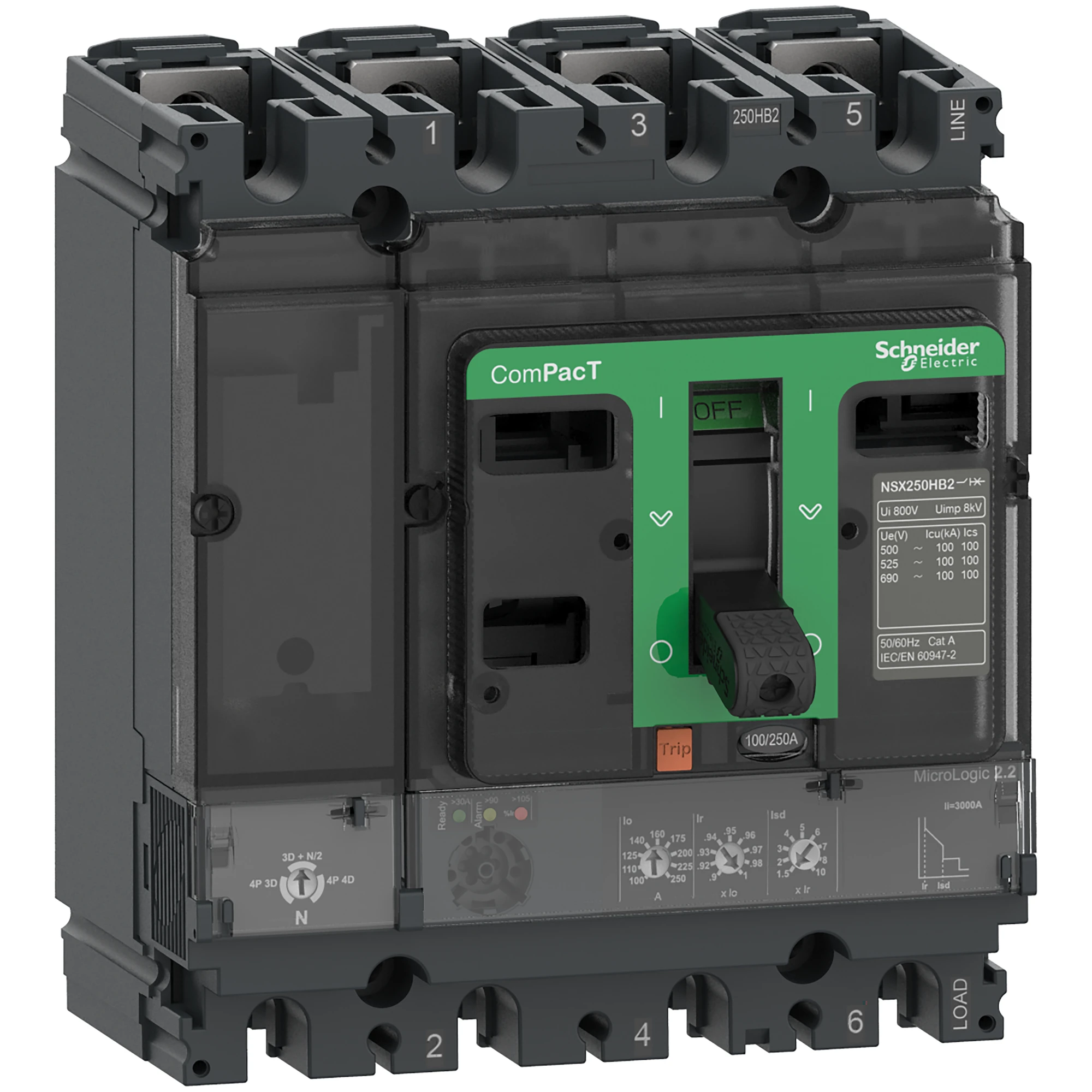 Schneider Electric C10B42D100 Compact circuit breaker ComPacT NSX100B with Micrologic 2.2 4P4D 100A, 25kA/415V AC (img_001) Schneider Electric C10B42D100 Compact circuit breaker ComPacT NSX100B with Micrologic 2.2 4P4D 100A, 25kA/415V AC (img_001)