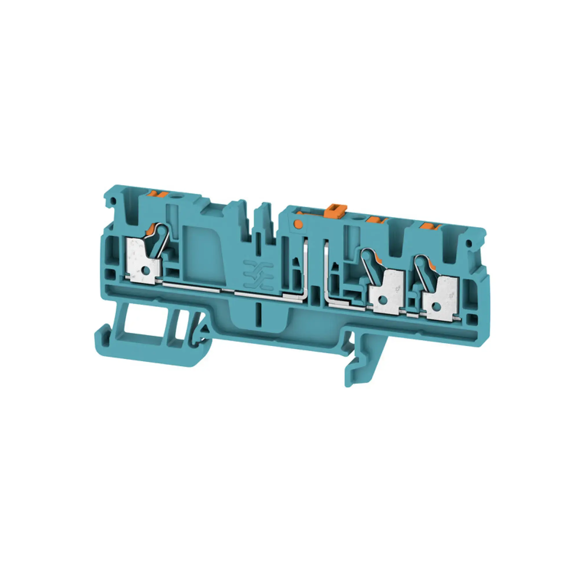 Weidmüller 1989840000 Test-disconnect terminal, PUSH IN, blue, 2.5 mm², 20 A, 500 V, Number of connections: 3, Number of levels: 1 (img_001)