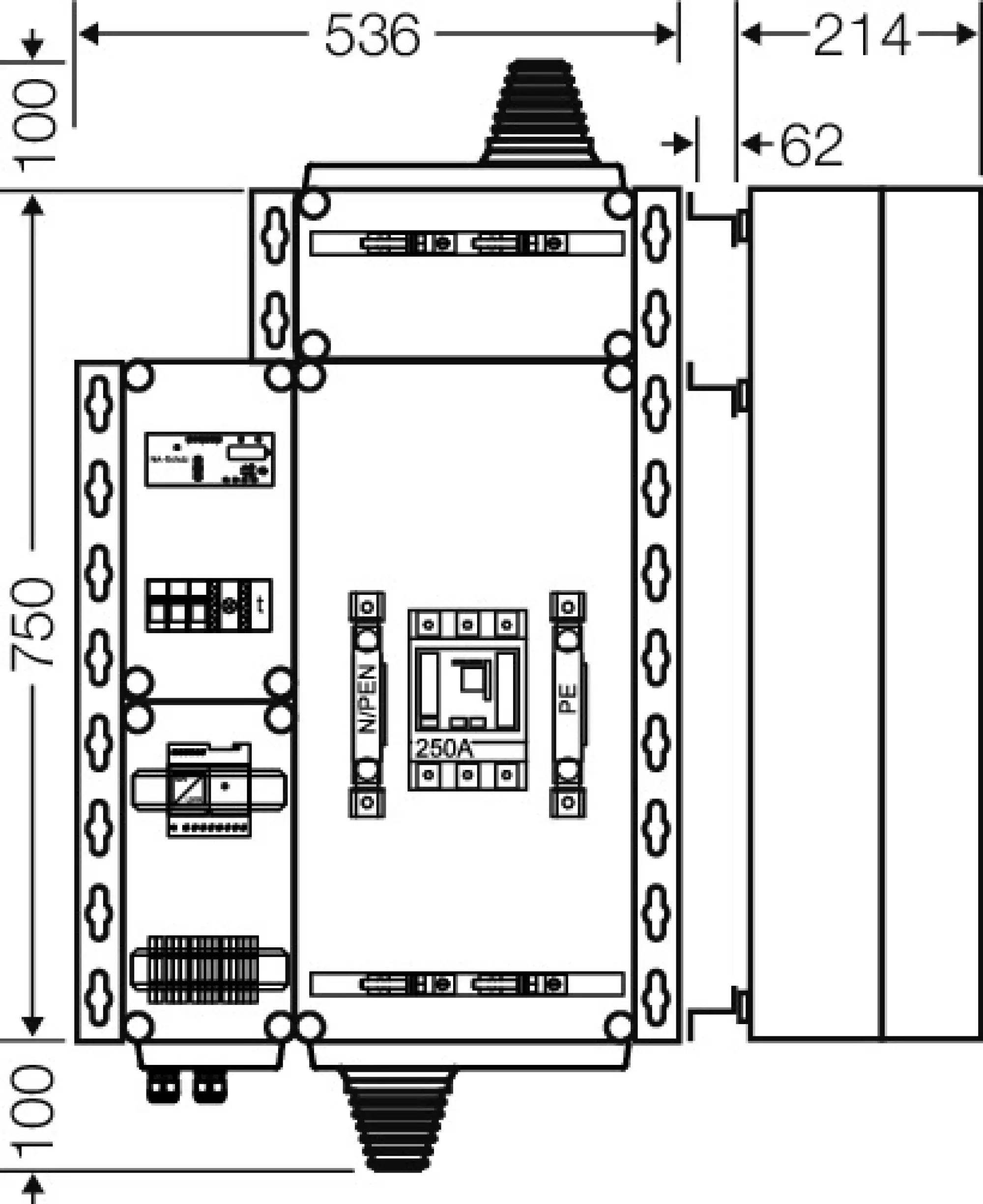 Hensel 20001472 PV-Freischaltstelle, 150 kVA, 3-polig mit Leistungsschalter und NA-Schutz Mi AE 1243 (img_002)