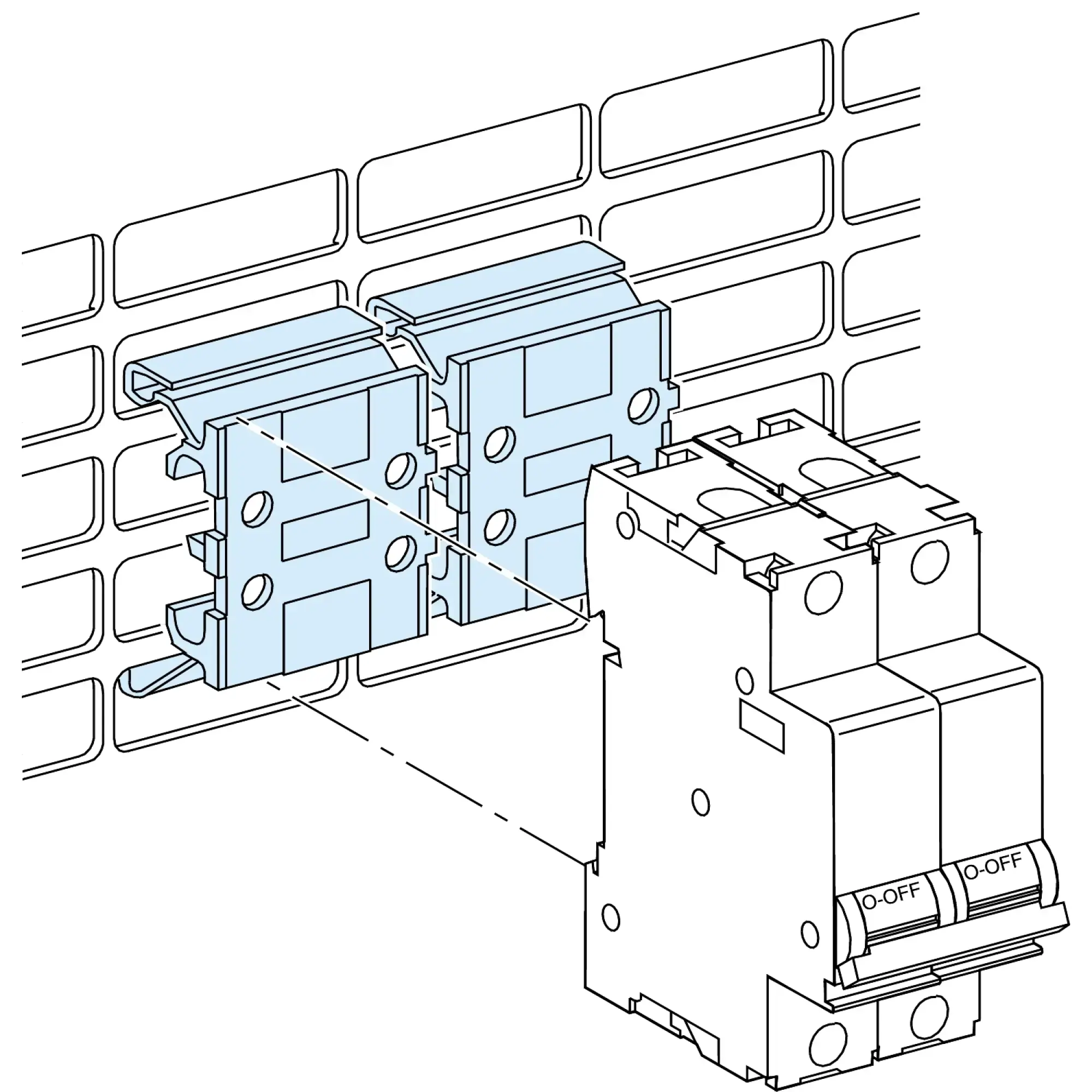 Schneider Electric LVS04224 PrismaSeT-P, DIN rail, adapter for perforated plates, width=27mm, height=10mm, (5 pieces) (img_002) Schneider Electric LVS04224 PrismaSeT-P, DIN rail, adapter for perforated plates, width=27mm, height=10mm, (5 pieces) (img_002)