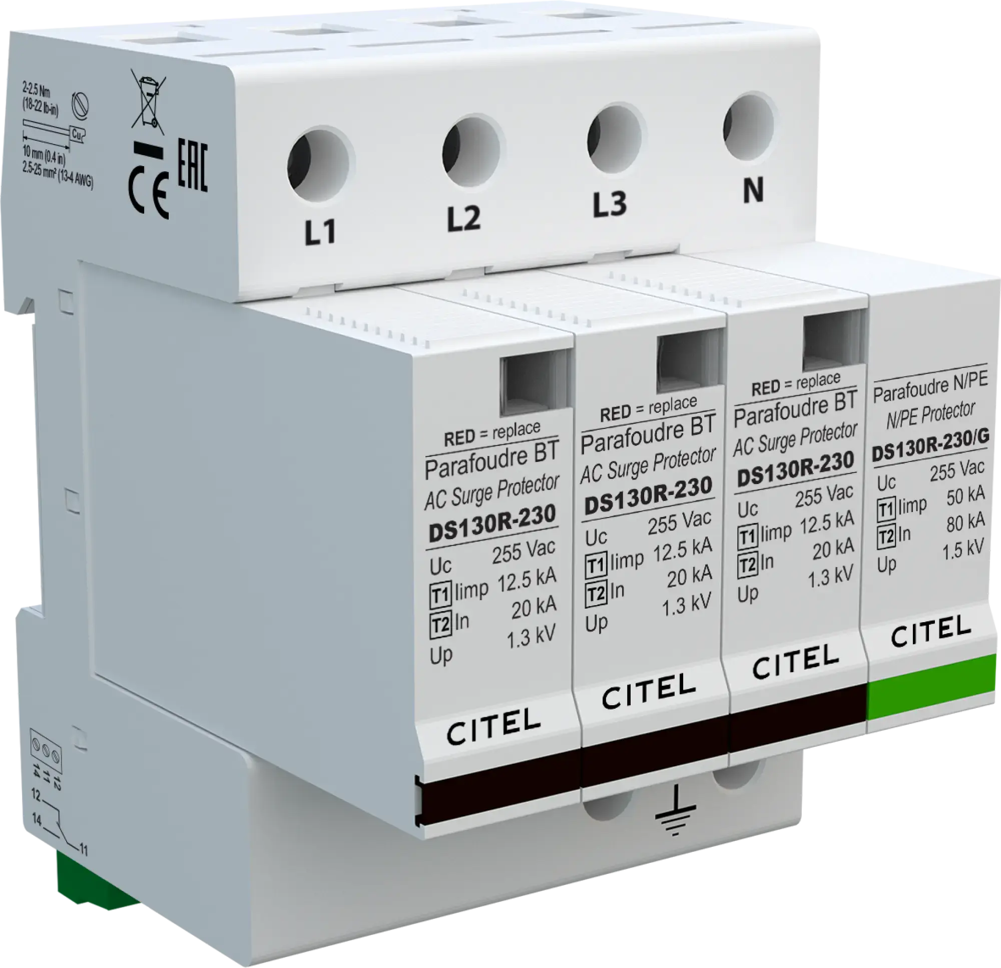 Citel 571534 Kombi-Ableiter 4-polig Typ 1+2 für 230/400 V TT Netze (img_001) Citel 571534 Kombi-Ableiter 4-polig Typ 1+2 für 230/400 V TT Netze (img_001)