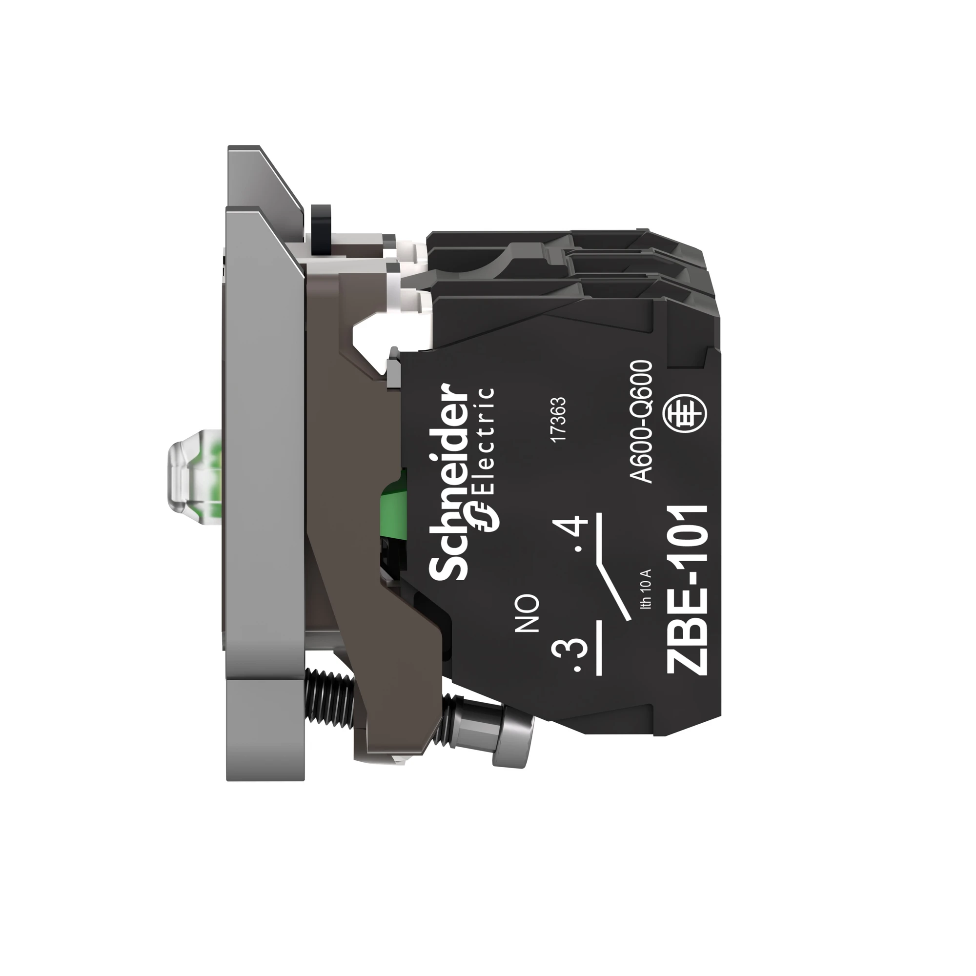 Schneider Electric ZB4BW0B134 Auxiliary contact block with mounting flange, Harmony XB4, Metal, white, universal LED, 2S, 24V ACDC (img_006)