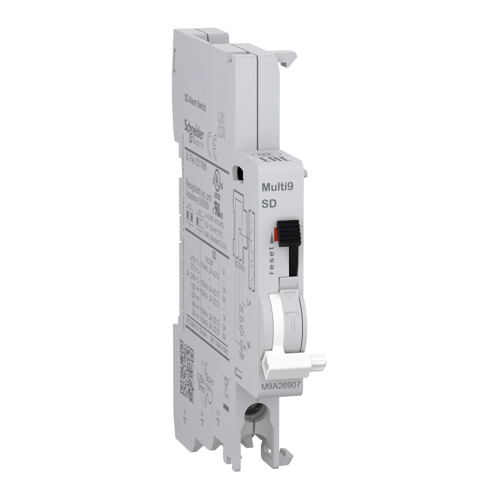 Schneider Electric M9A26907 Telecontrol switch, Multi9, SD, 1 changeover, 100mA to 6A, 24VAC to 415VAC, 24VDC to 130VDC, bottom connection (img_001)