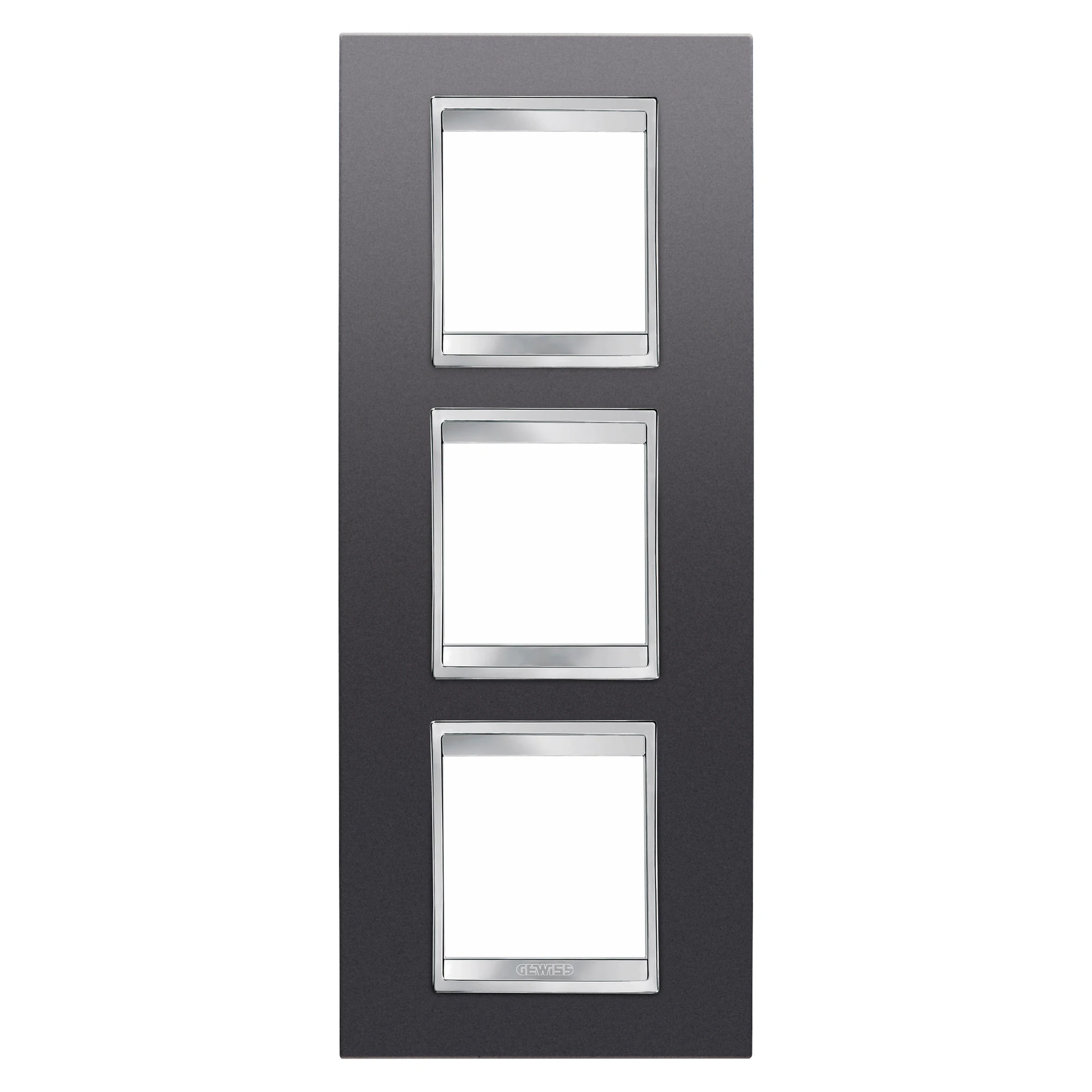 GEWISS GW16227VA LUX INTERNATIONAL PLATE - IN PAINTED TECHNOPOLYMER - 2+2+2 MODULES VERTICAL - SLATE - CHORUSMART (img_001)