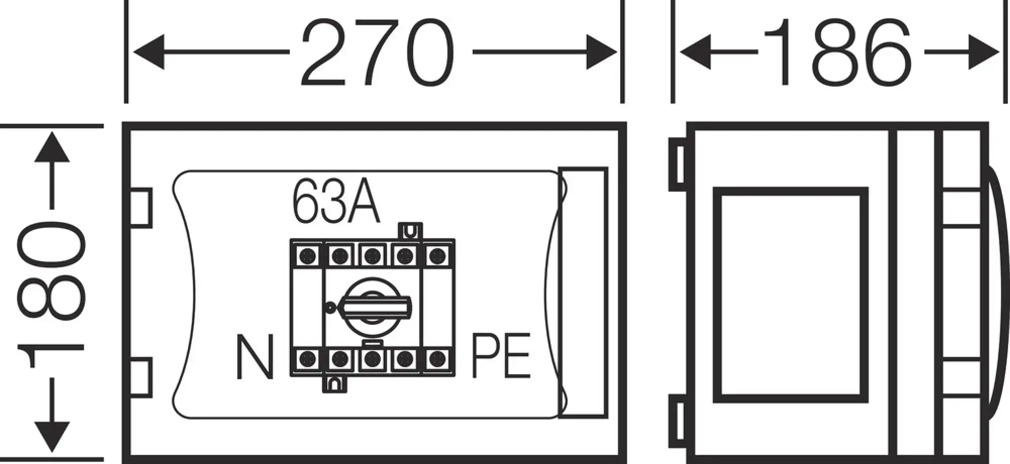Hensel 68000029 ENYSTAR-Lastschaltergehäuse 63 A, 3polig + PE + N FP 5101 (img_003)