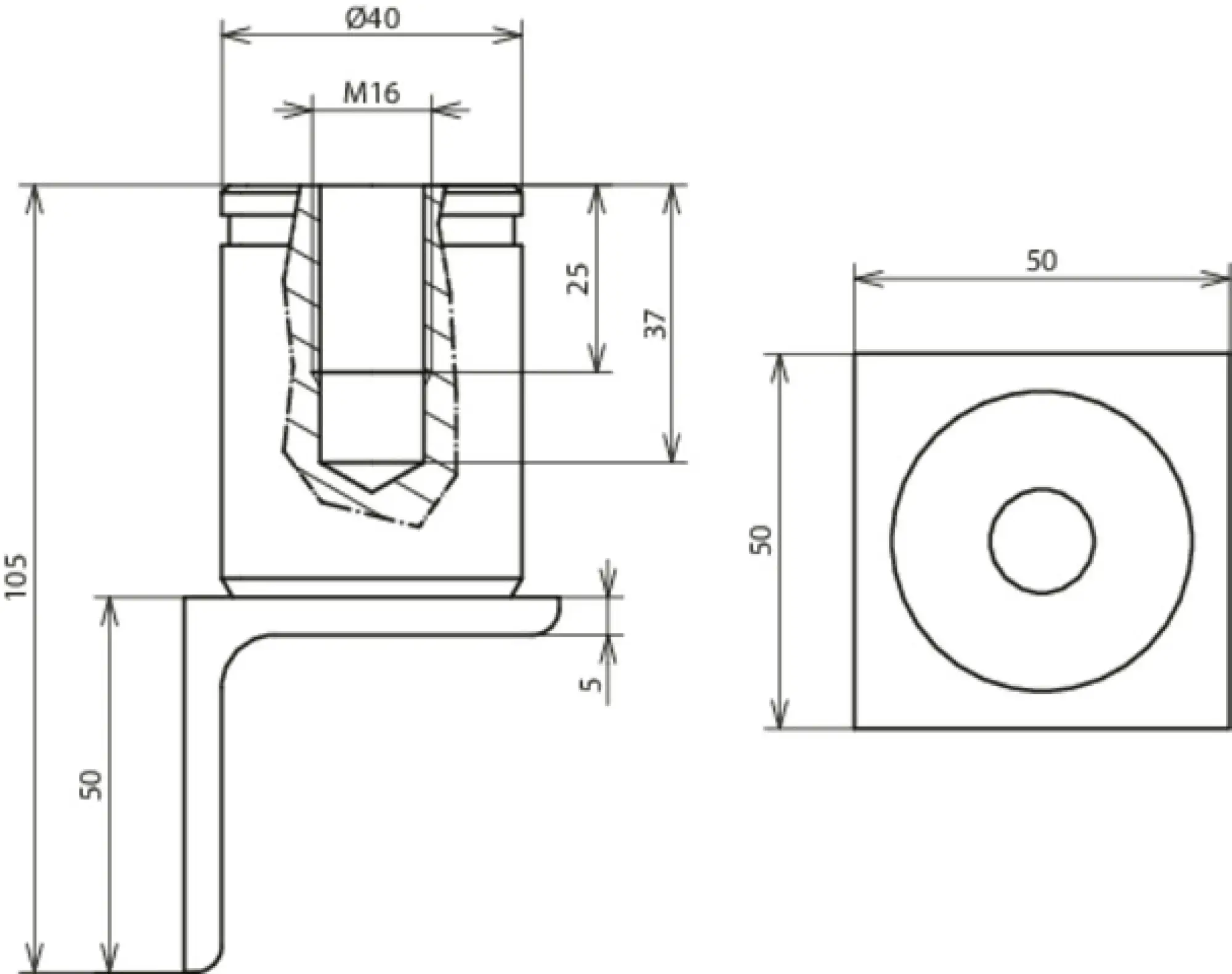 Dehn 419160 Stainless steel earthing bridge StSt with M16 thread D 40 mm H 105 mm. (img_002)