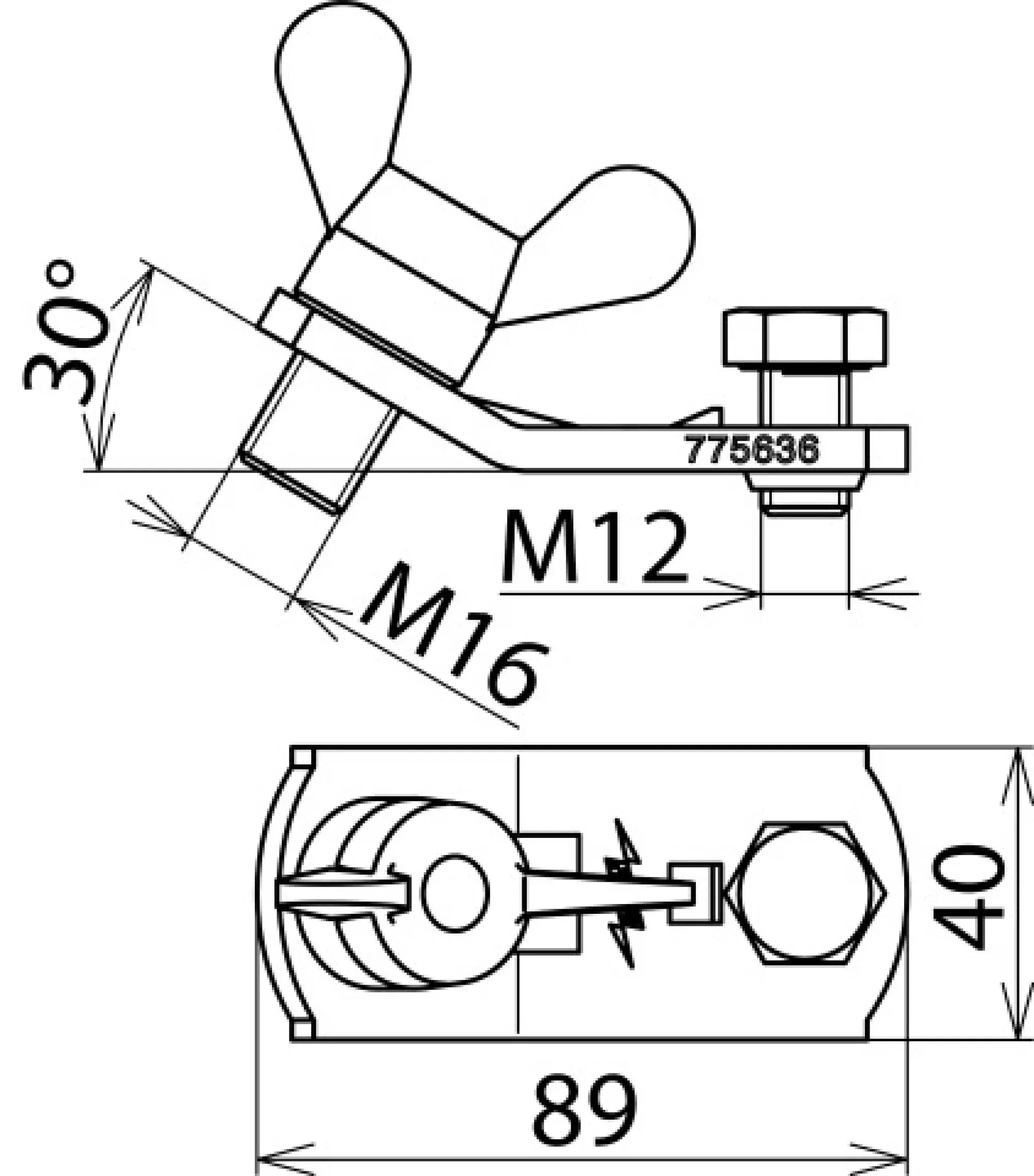 Dehn 775636 Earth connector with wing bolt M16x15 for connecting element PK1 16-150mm² (img_004)