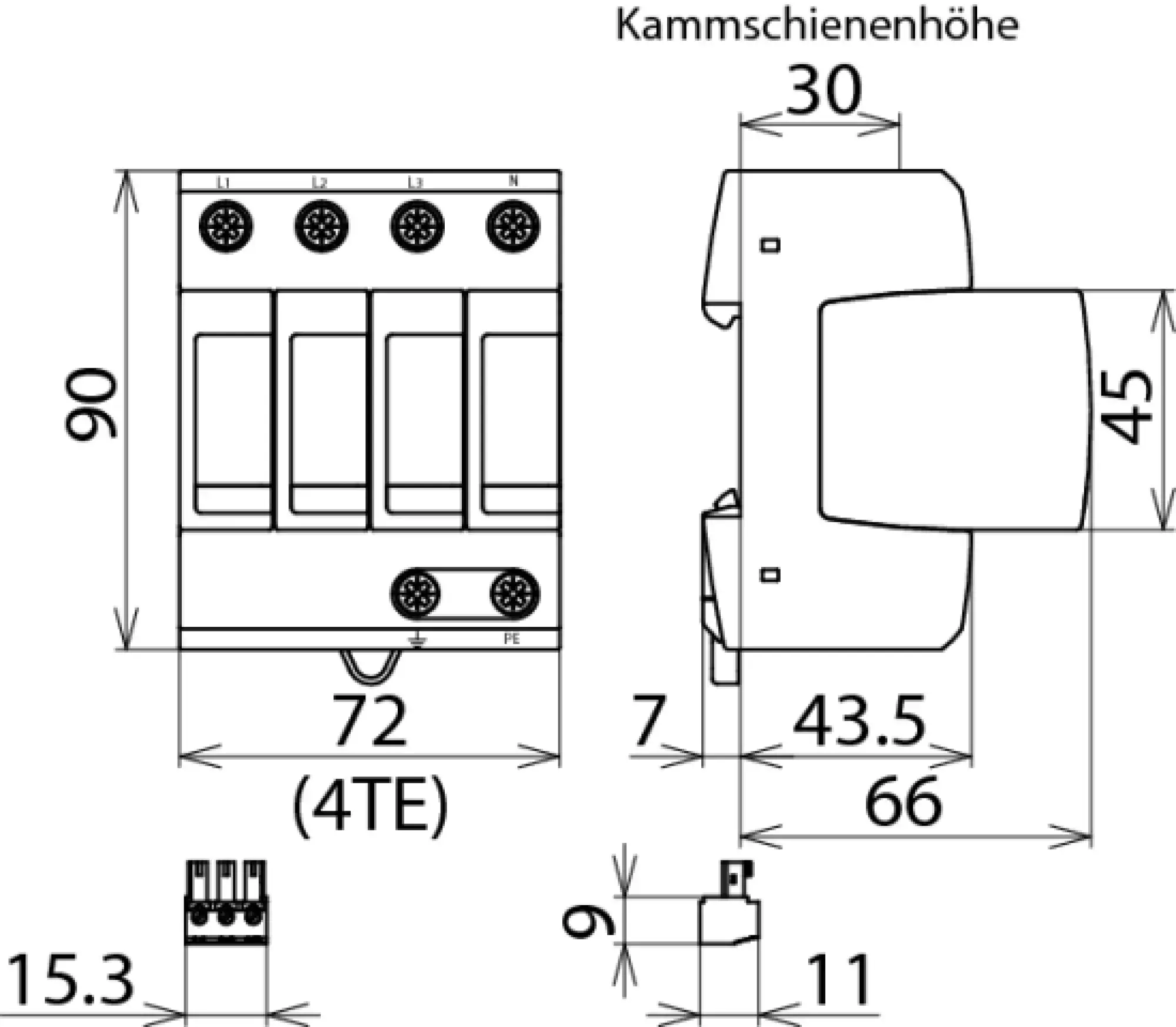 Dehn 952332 Type 2 surge arrester DEHNguard M 4-pole for TT and TN-S systems (img_002)