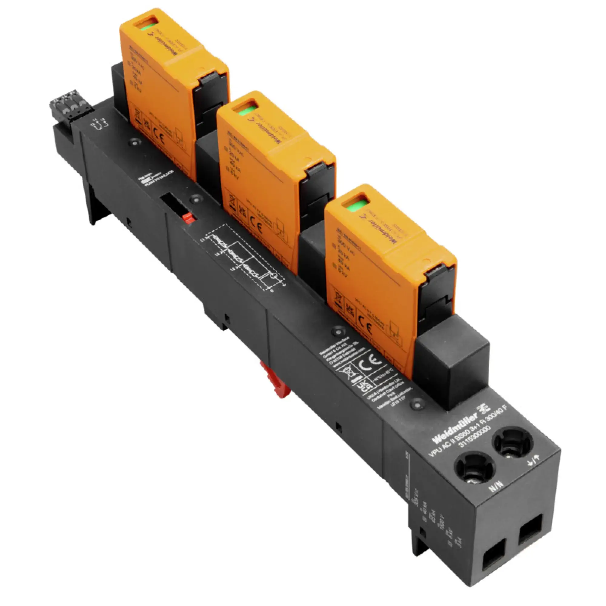 Weidmüller 3115300000 Surge voltage arrester (power supply systems), Surge protection, low voltage, Type II, Type III, Low voltage network: TN-C-S, TN-S, TT, IT with N, IT (img_001) Weidmüller 3115300000 Surge voltage arrester (power supply systems), Surge protection, low voltage, Type II, Type III, Low voltage network: TN-C-S, TN-S, TT, IT with N, IT (img_001)