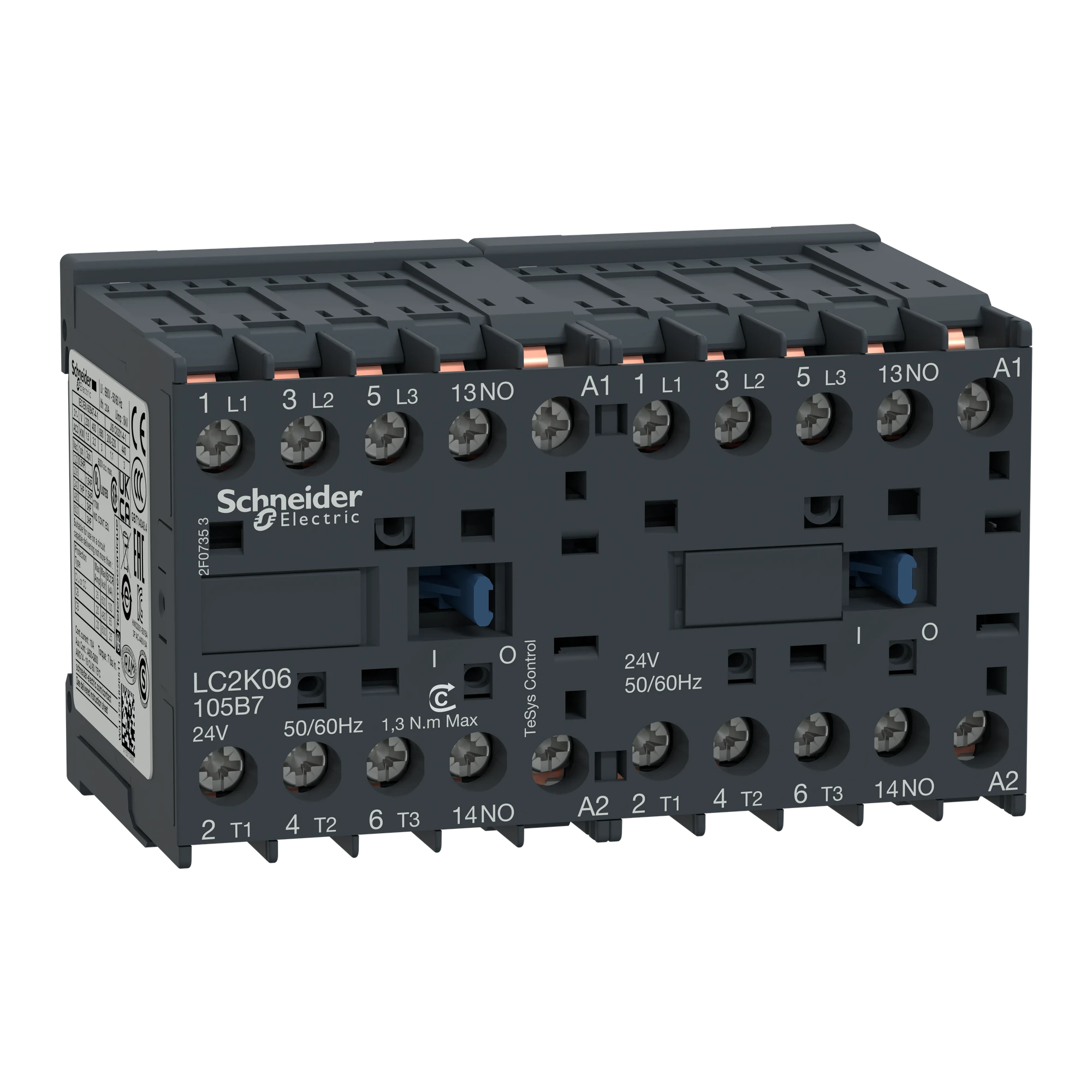 Schneider Electric LC2K09105B7 Wendeschützkombination, 3p+1S, 4kW/400V/AC3, 9A, Spule 24V 50/60Hz (img_001)