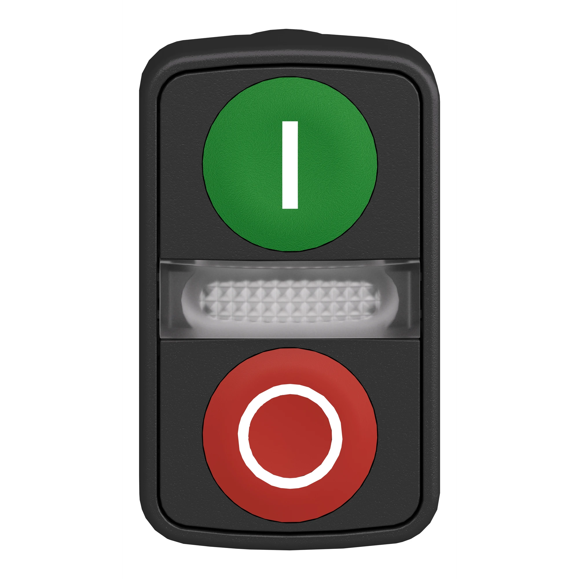 Schneider Electric ZB5AW7A3741 Double push-button, front element, Harmony XB5, plastic, 22mm, green, red, labeled I/O, illuminated (img_004)
