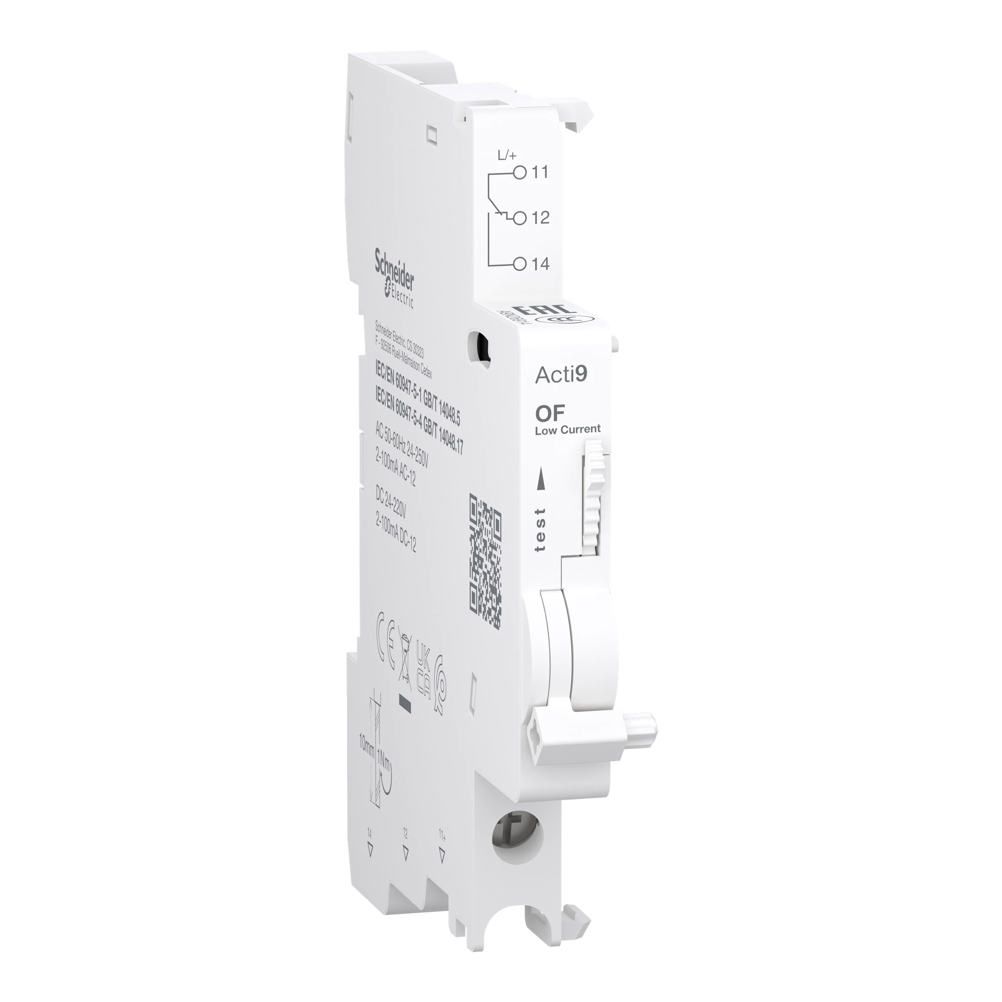 Schneider Electric A9N26914 Auxiliary contact, Acti9, OF, 2mA to 100mA, 24VAC to 250VAC, 24VDC to 220VDC, bottom connection (img_001) Schneider Electric A9N26914 Auxiliary contact, Acti9, OF, 2mA to 100mA, 24VAC to 250VAC, 24VDC to 220VDC, bottom connection (img_001)
