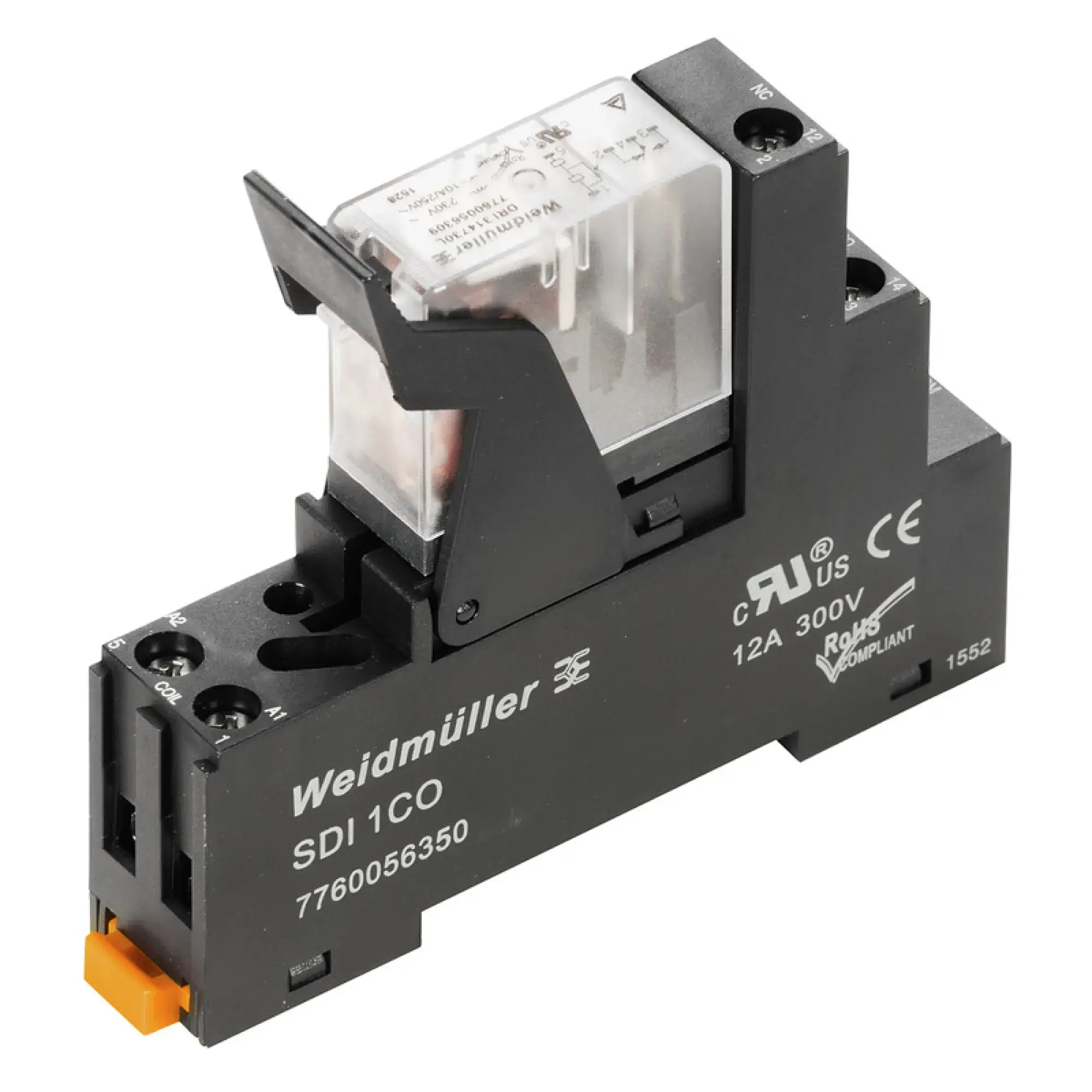 Weidmüller 2476730000 Relay module, 230 V AC, red LED, 1 CO contact (AgSnO) , 250 V AC, 10 A, Screw connection (img_001)