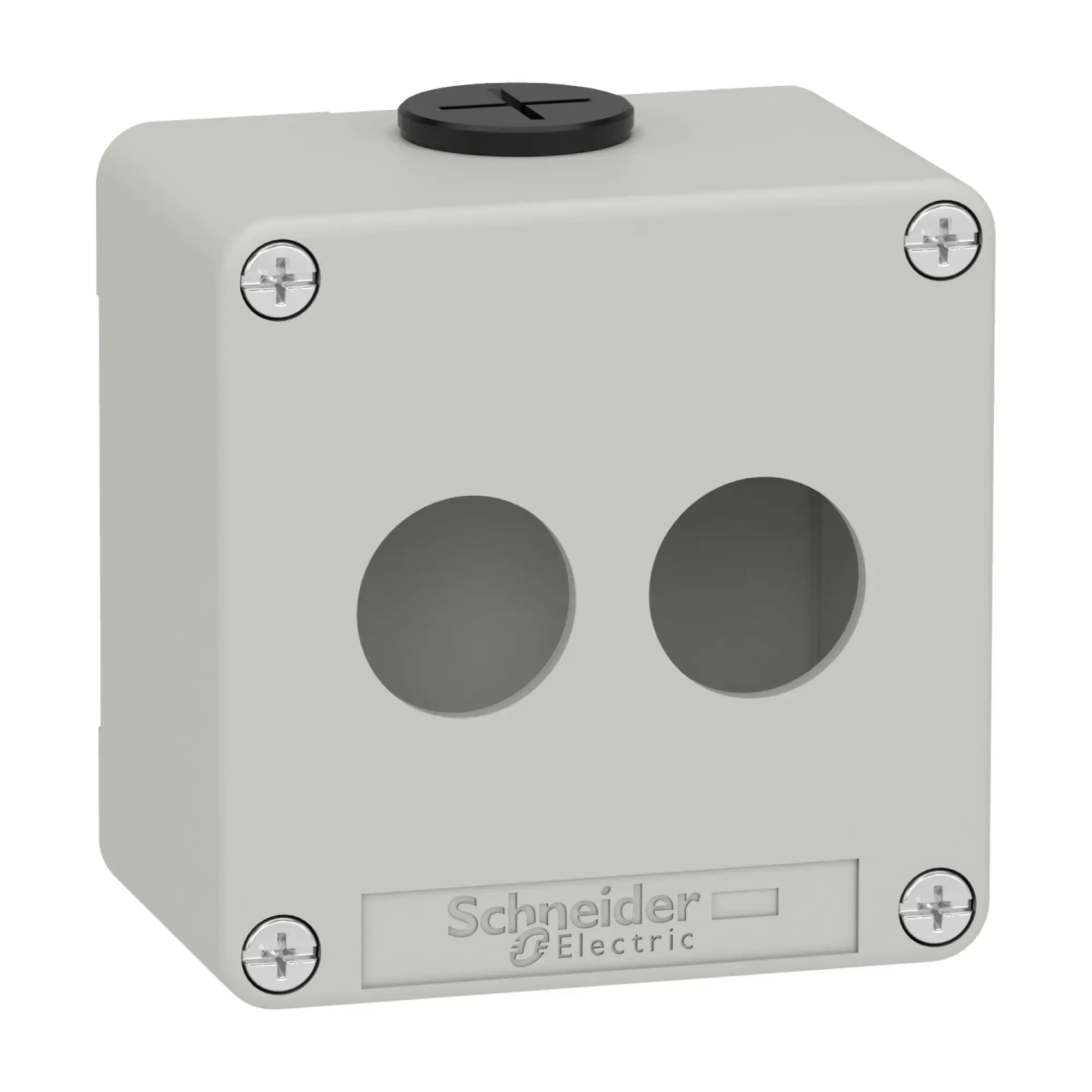 Schneider Electric XAPD1202 Empty enclosure XAP, metal, grey, for 2x22mm, 80x80x51.5, M20 (img_002)
